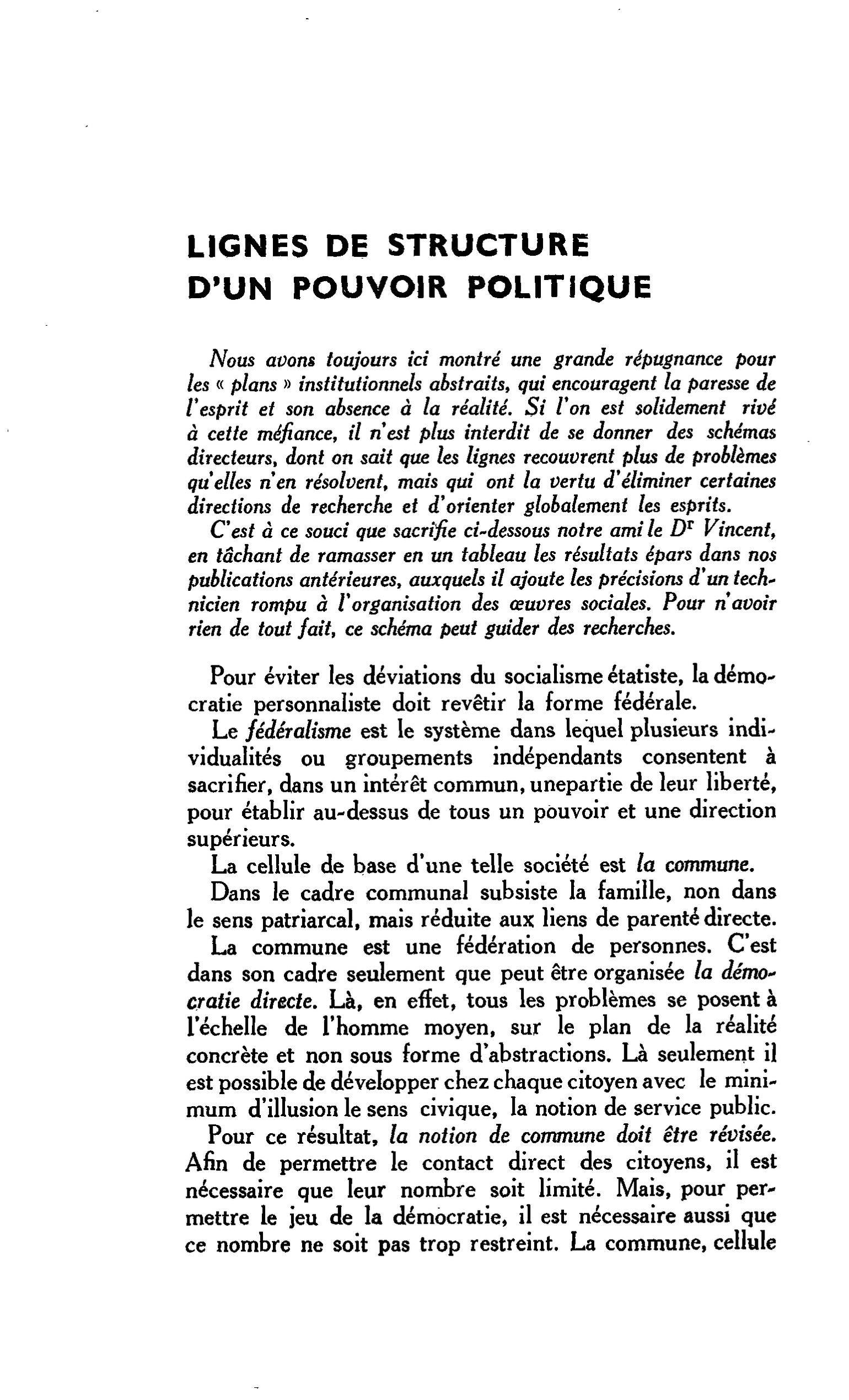 LIGNES DE STRUCTURE D’UN POUVOIR POLITIQUE