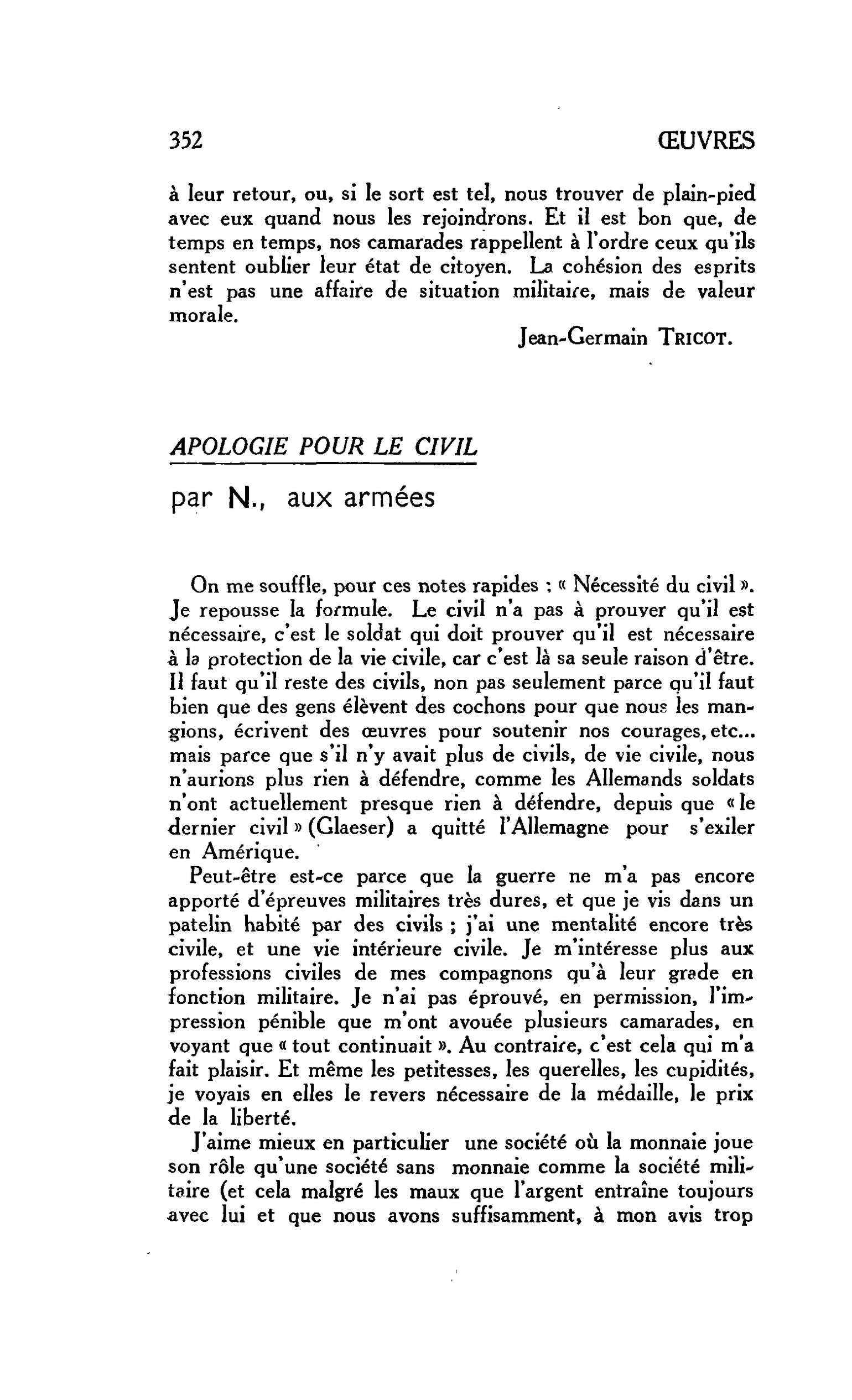 APOLOGIE POUR LE CIVIL