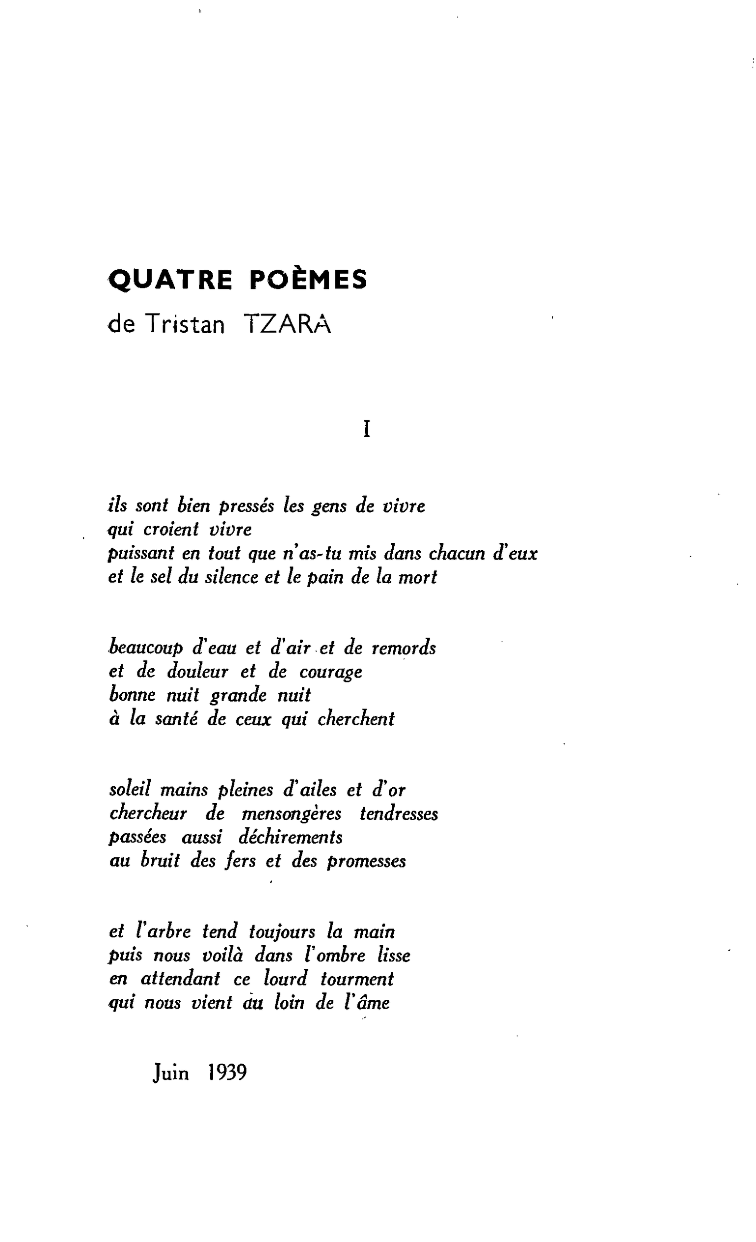 QUATRE POÈMES