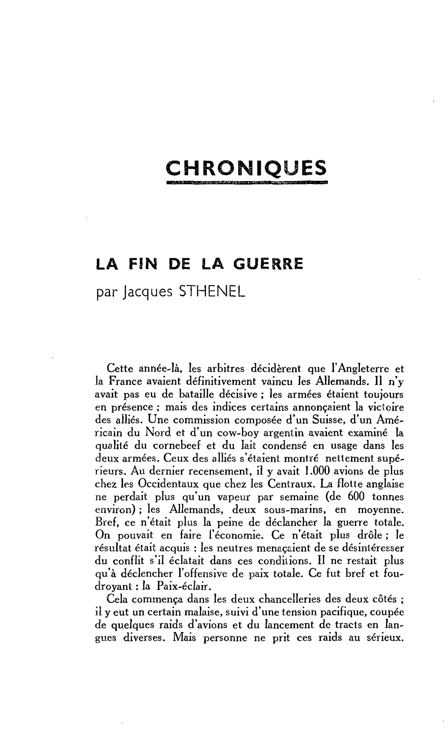 LA FIN DE LA GUERRE