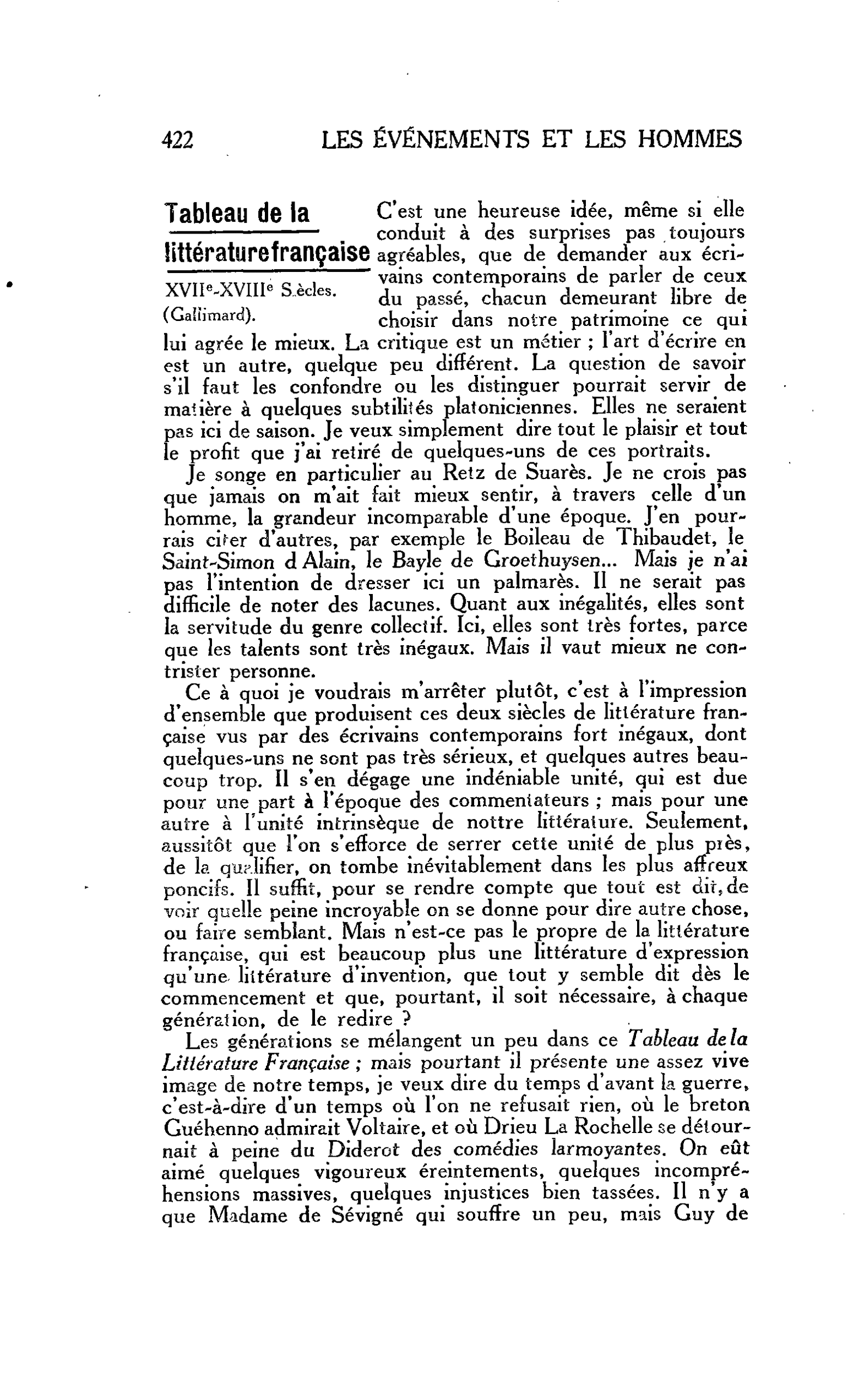 LES LETTRES. Le Roman : Tableau de la littérature française XVIIe-XVIIIe Siècles