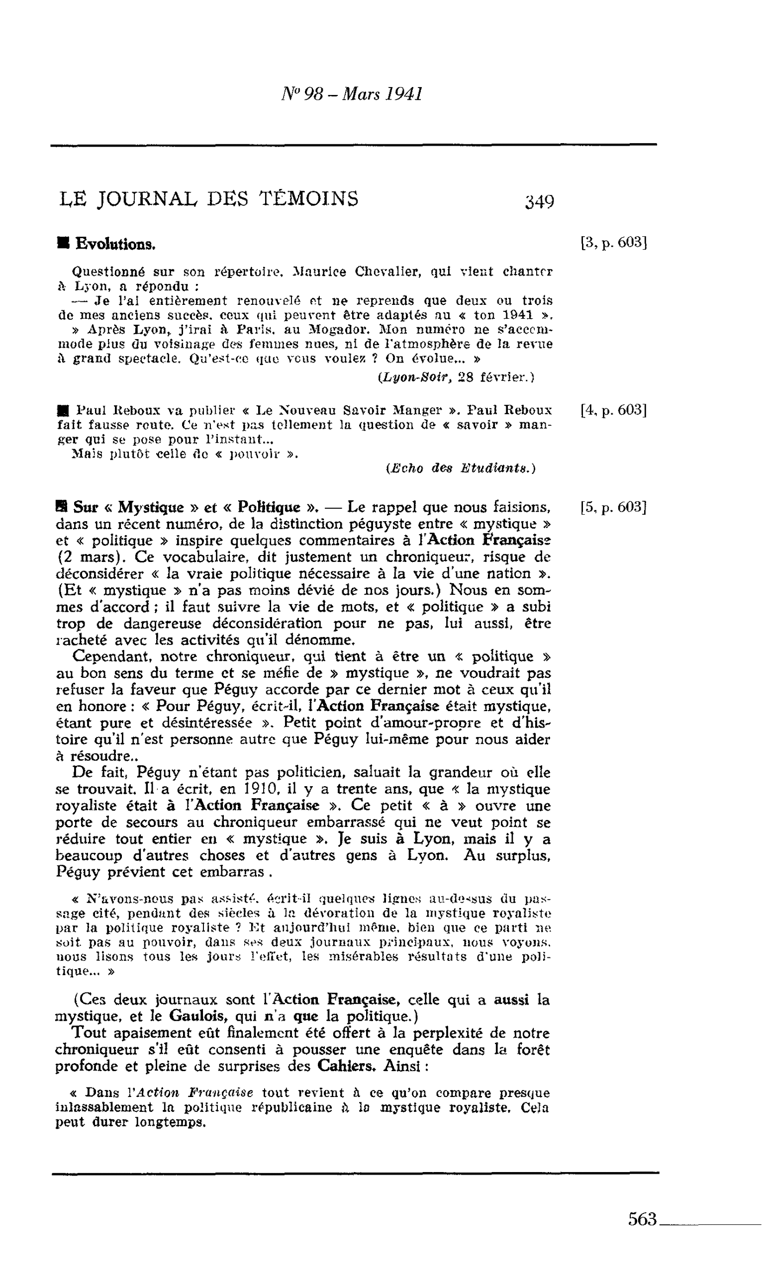 Journal des Témoins : Evolutions