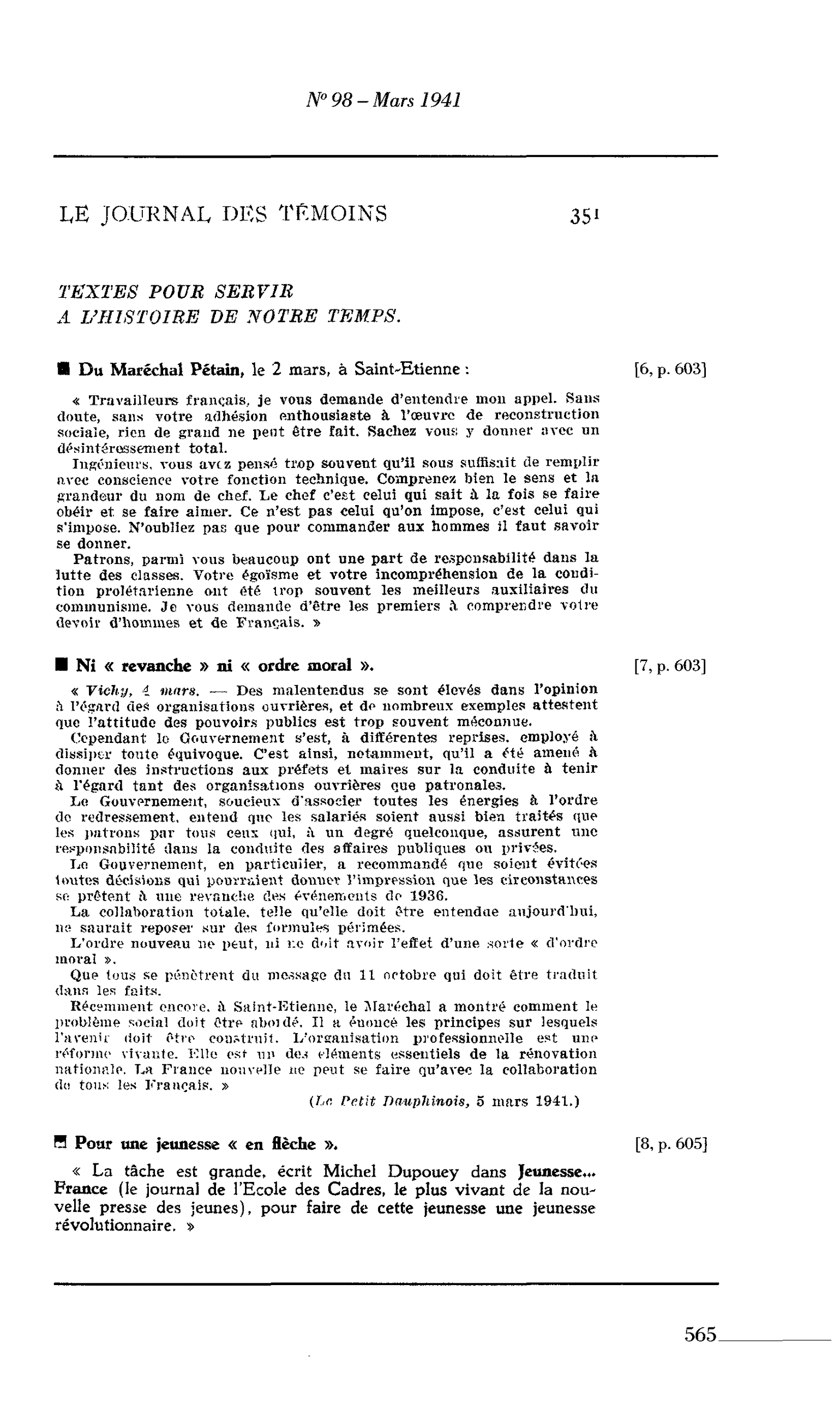 Journal des Témoins : Pour une jeunesse « en flèche »