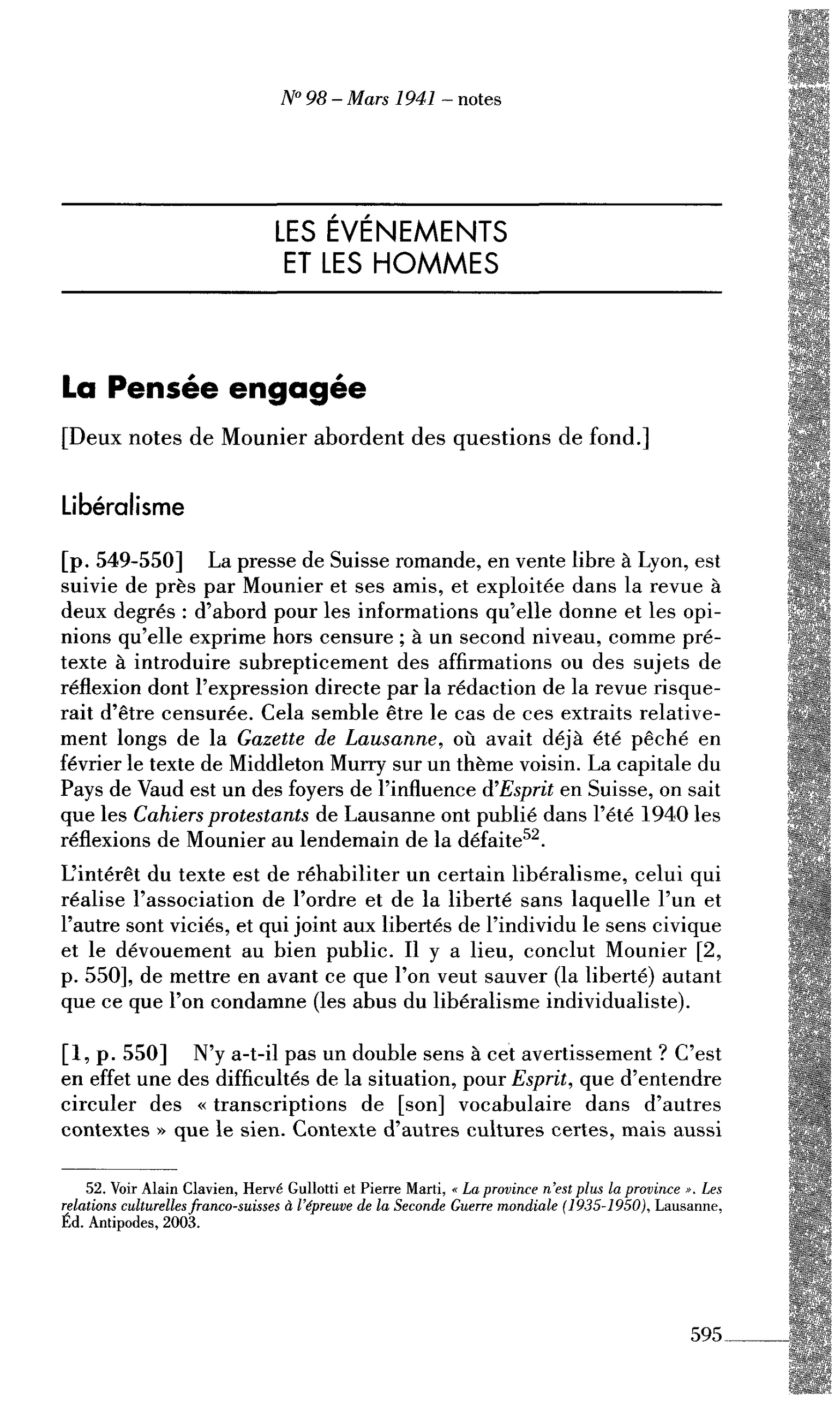 La Pensée engagée : Libéralisme