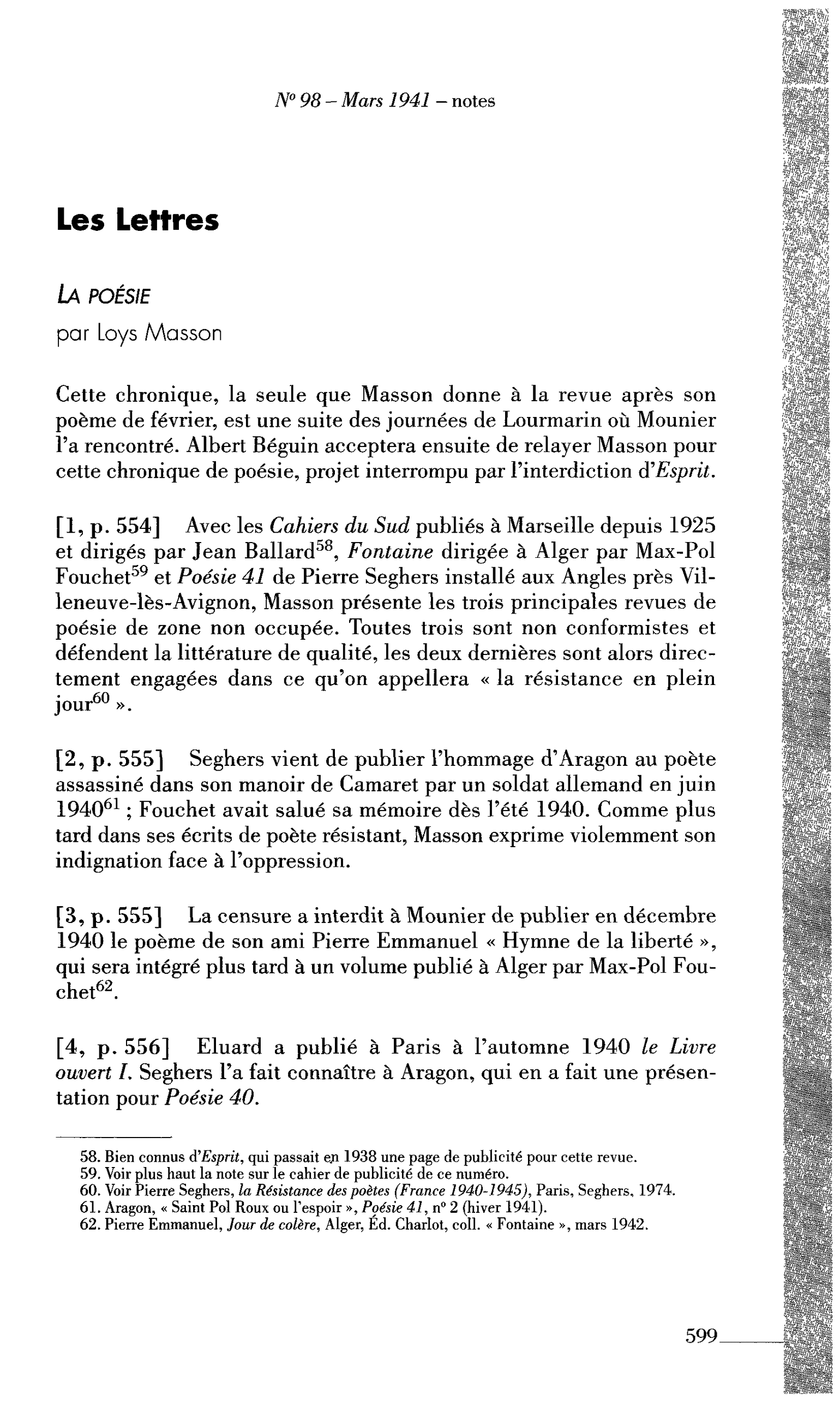 Les Lettres La poésie (par Masson Loys)