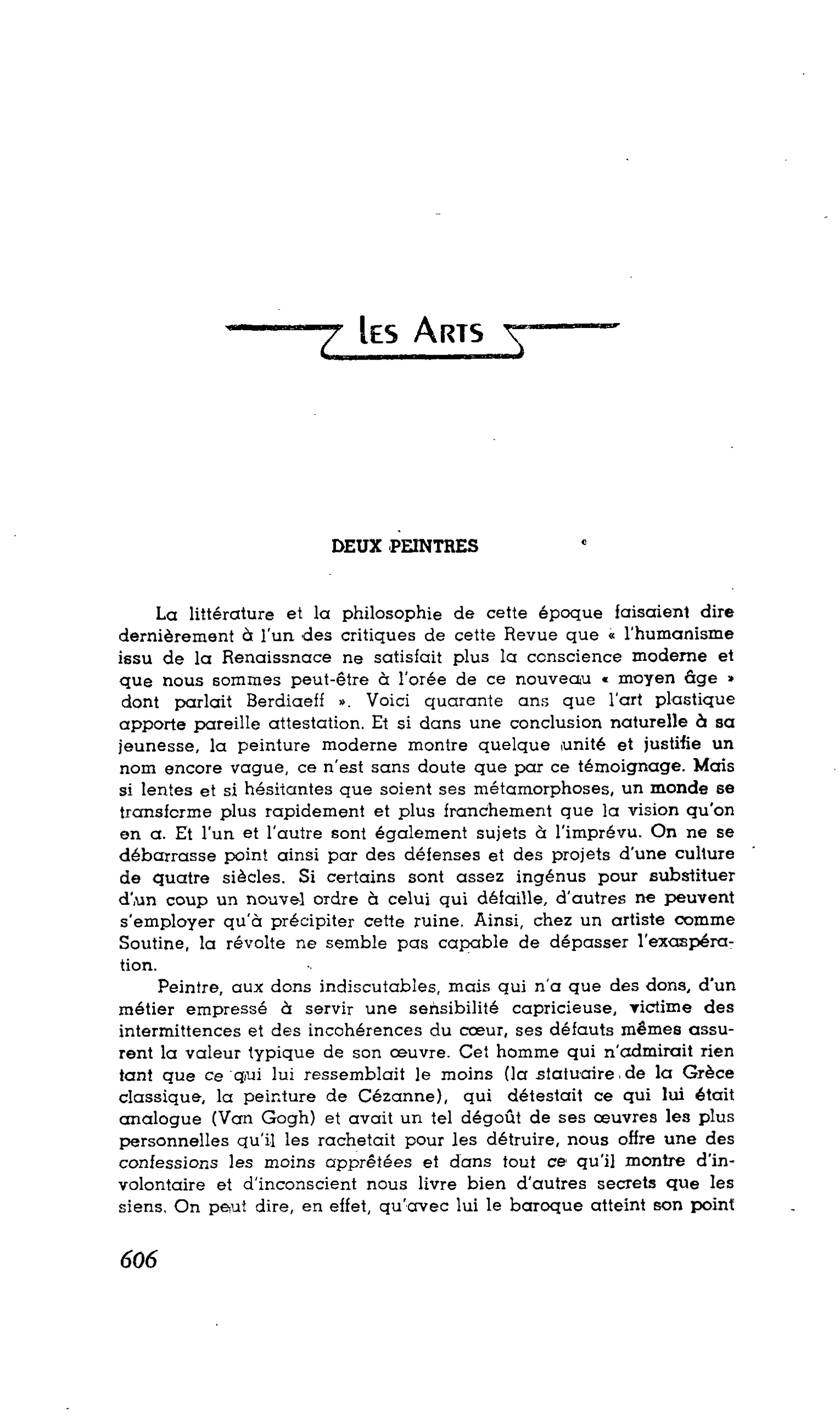 Les Arts : DEUX PEINTRES