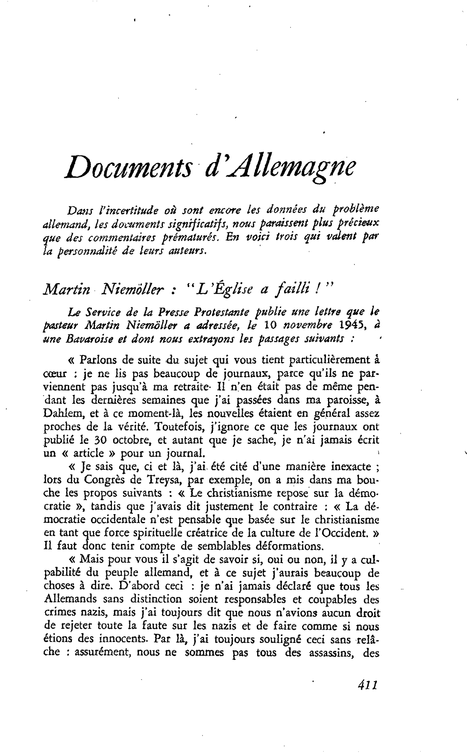 Documents d’Allemagne