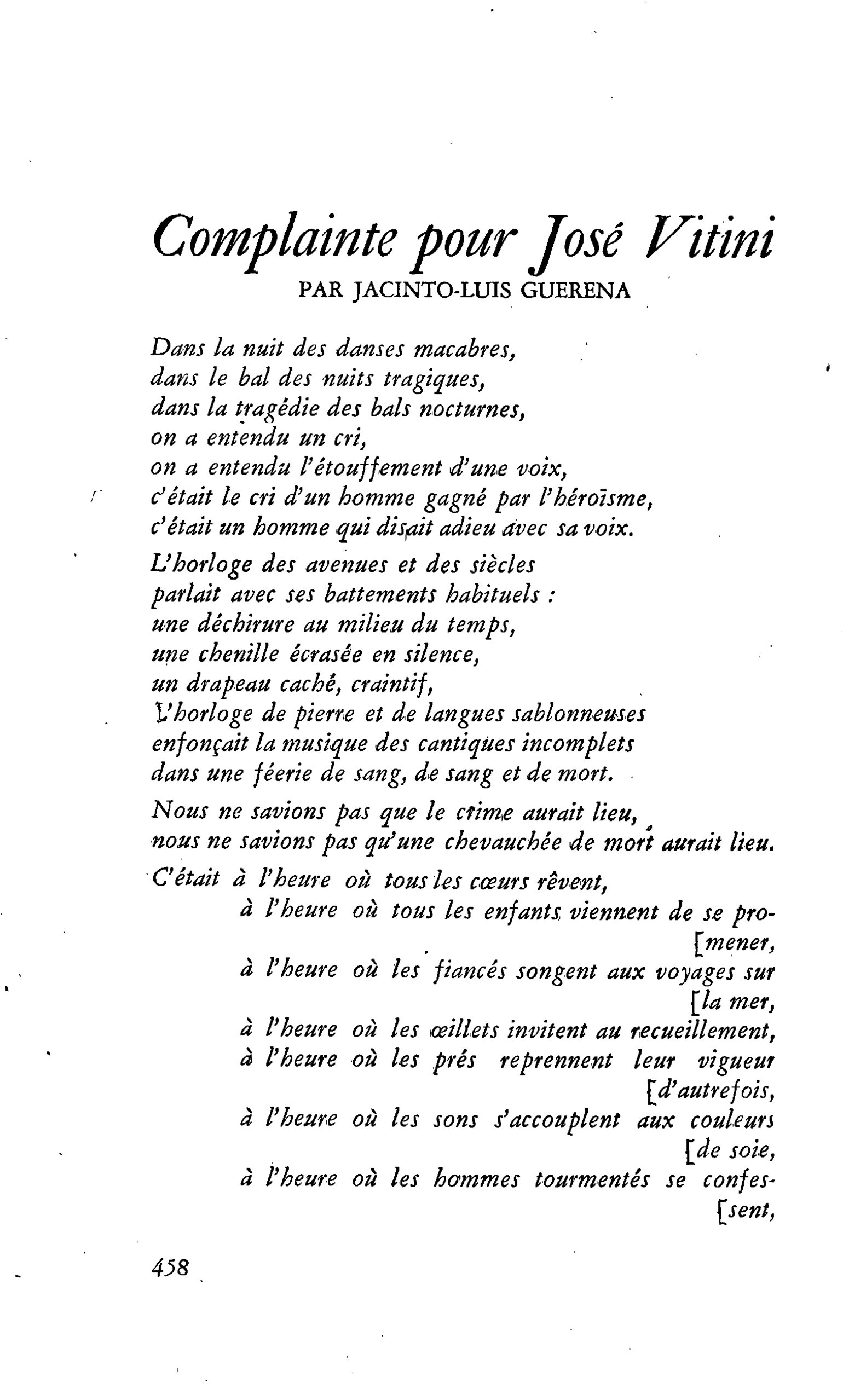 Complainte pour José Vitini
