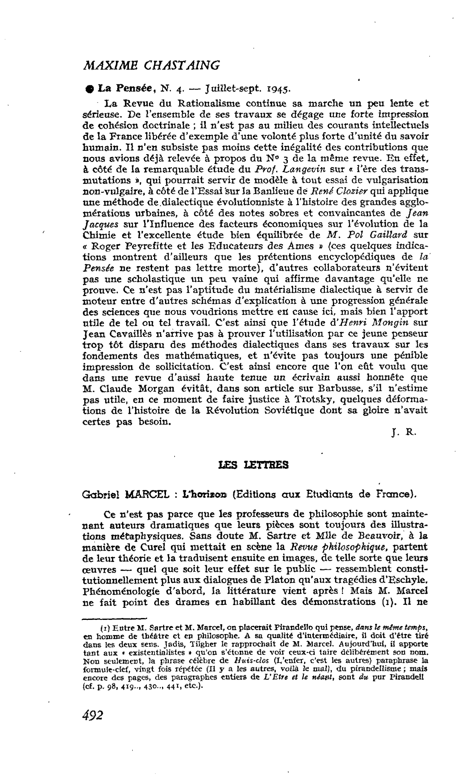 Gabriel MARCEL : L’horizon