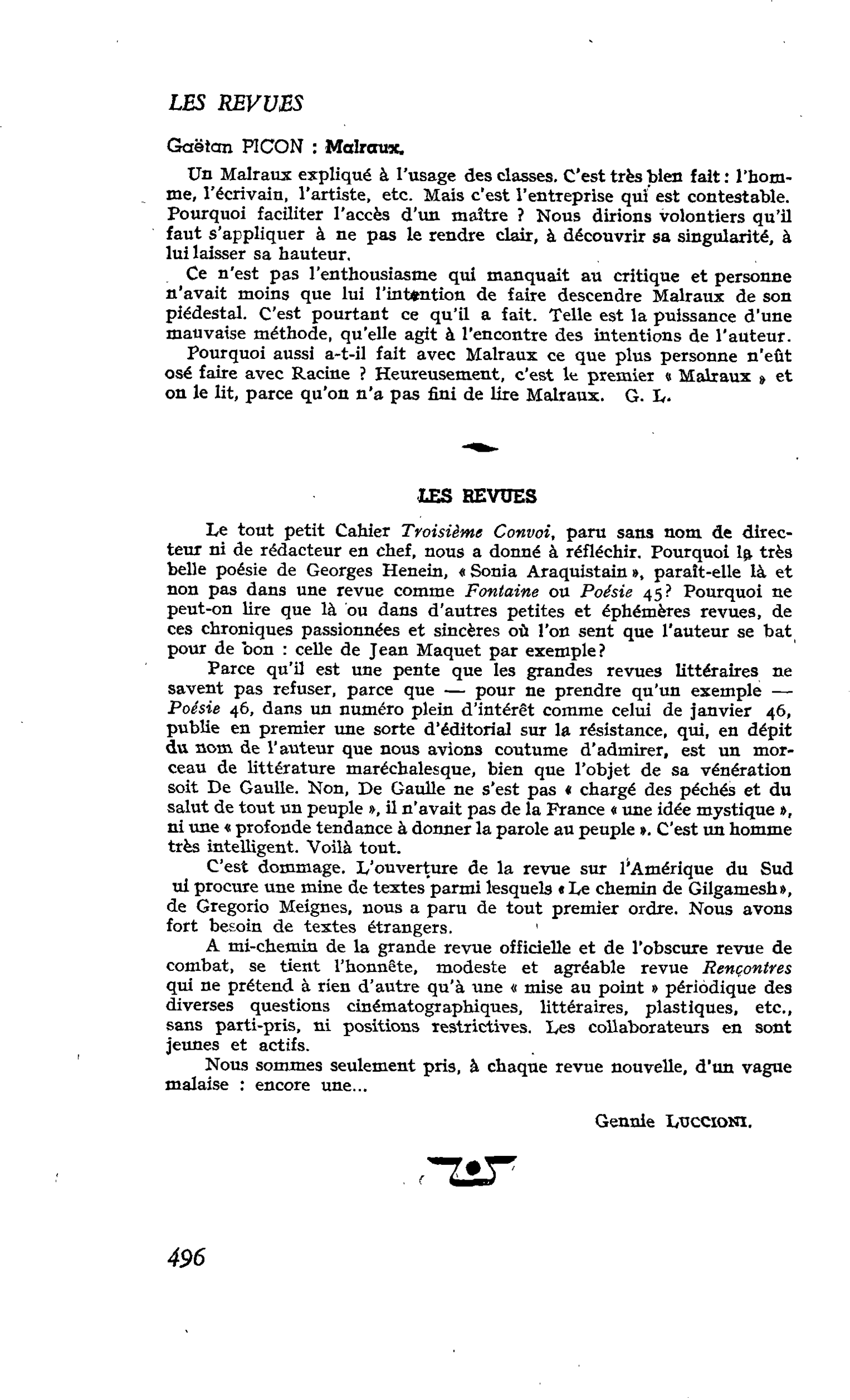 Gaëtan PICON : Malraux