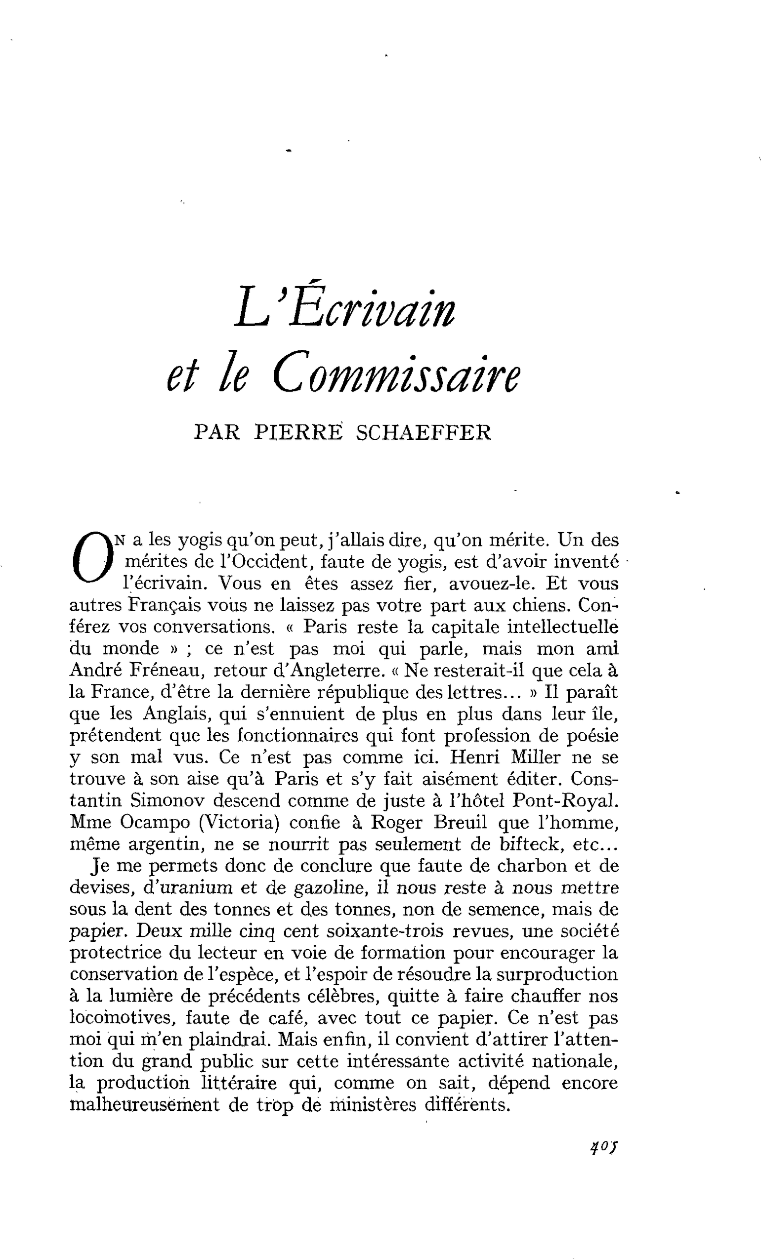L’Écrivain et le Commissaire