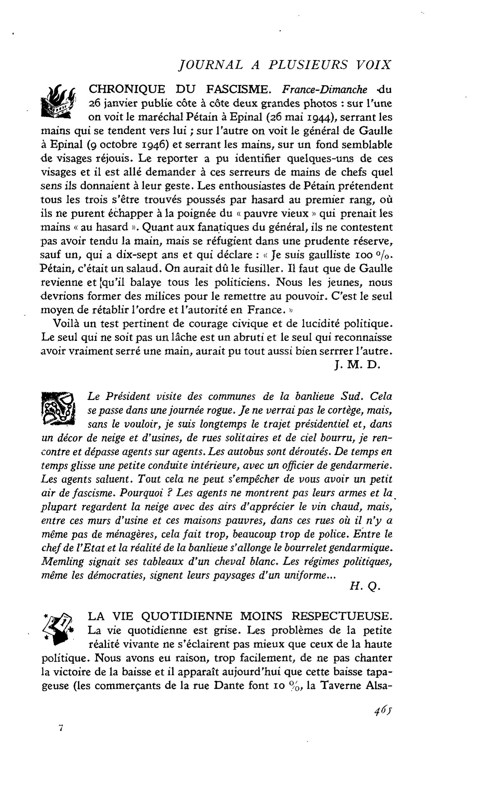 CHRONIQUE DU FASCISME