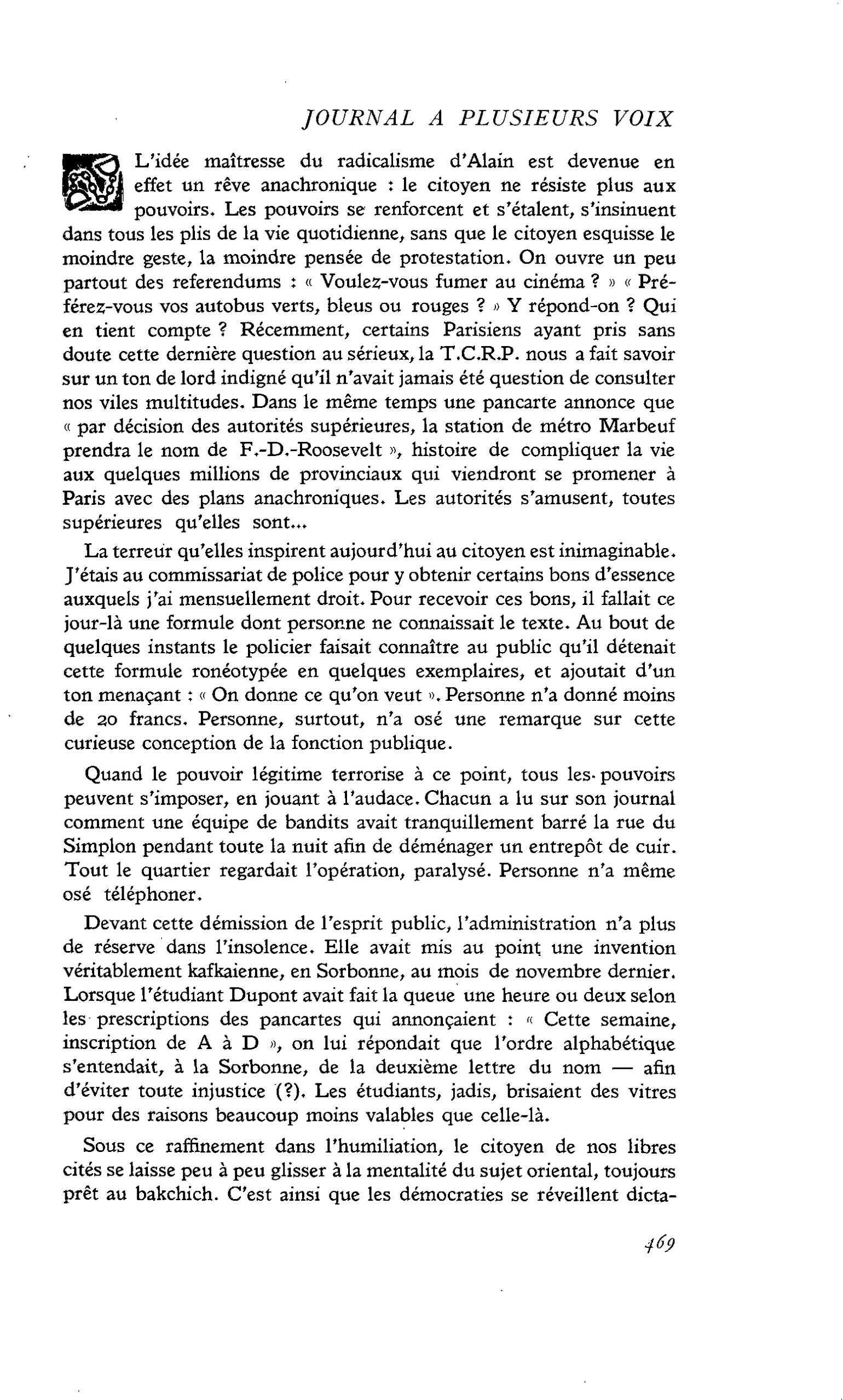 L’idée maîtresse du radicalisme d’Alain