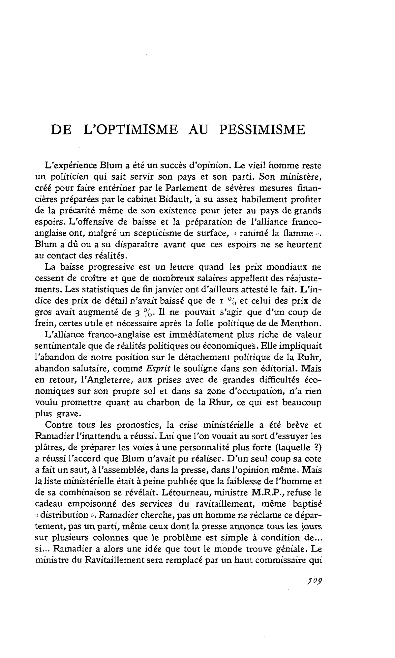 De l’optimisme au pessimisme