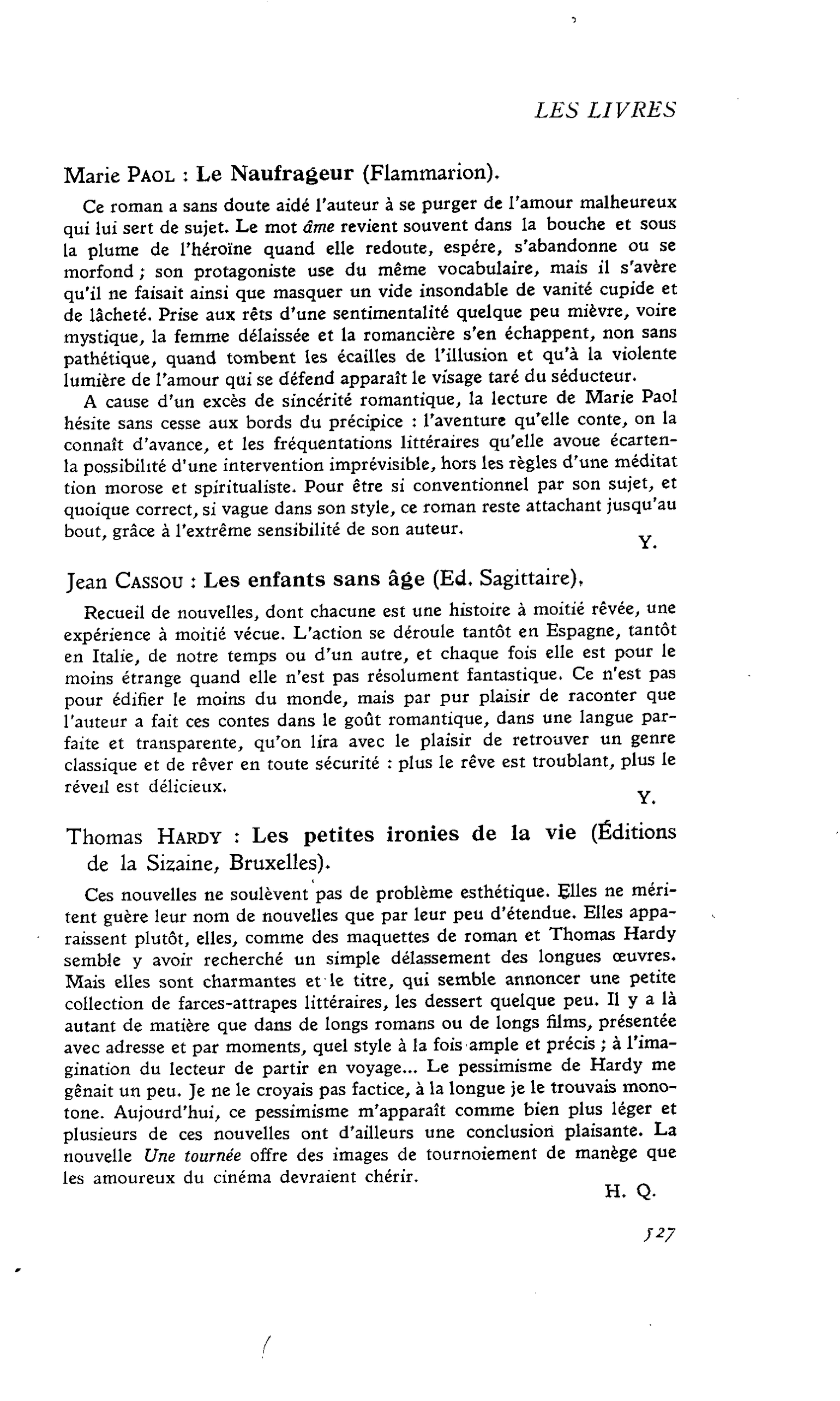 Jean Cassou : Les enfants sans âge