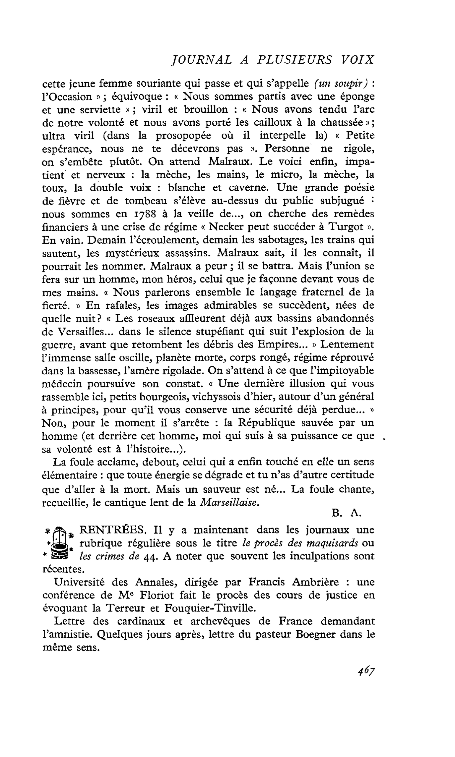 RENTRÉES