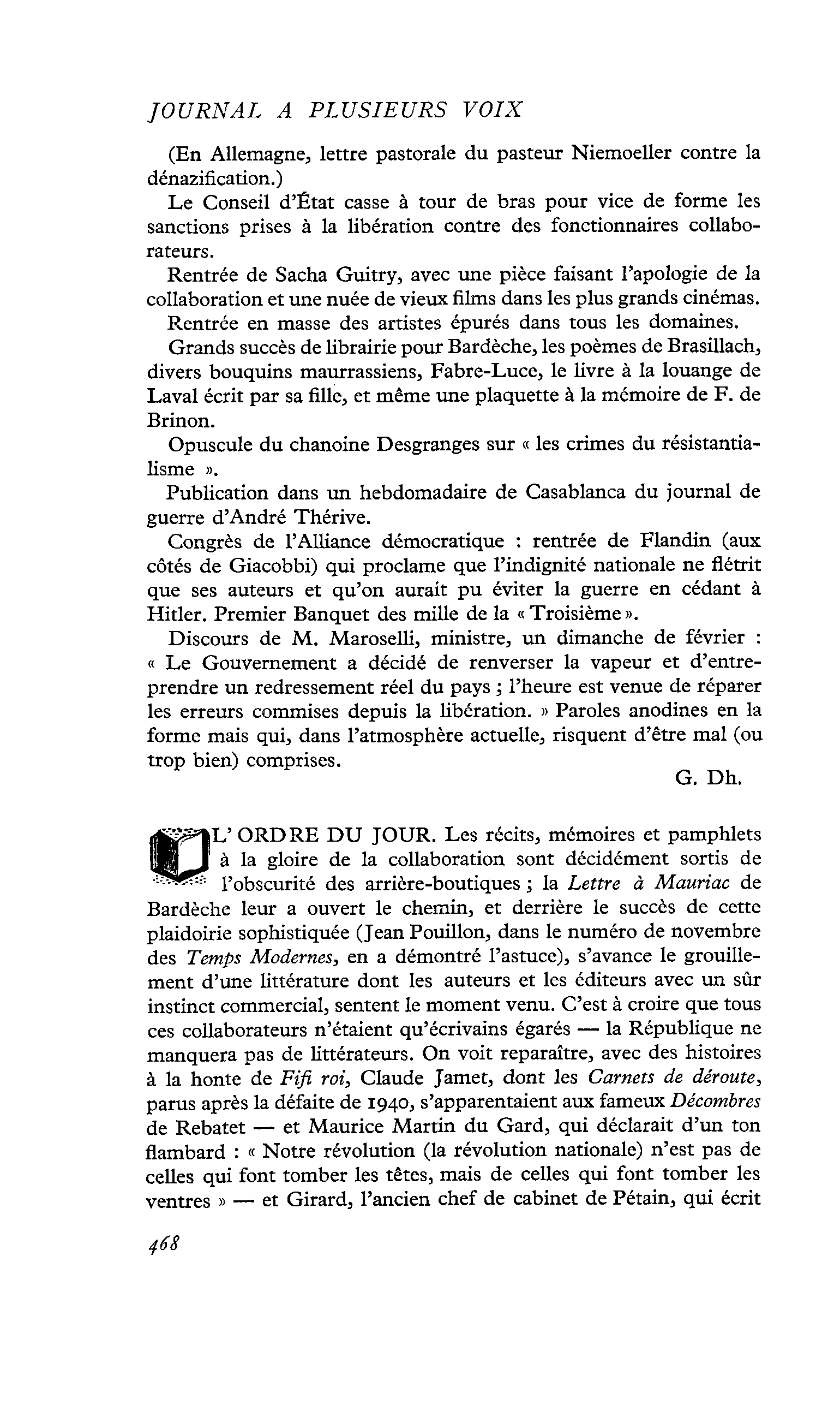 L’ORDRE DU JOUR