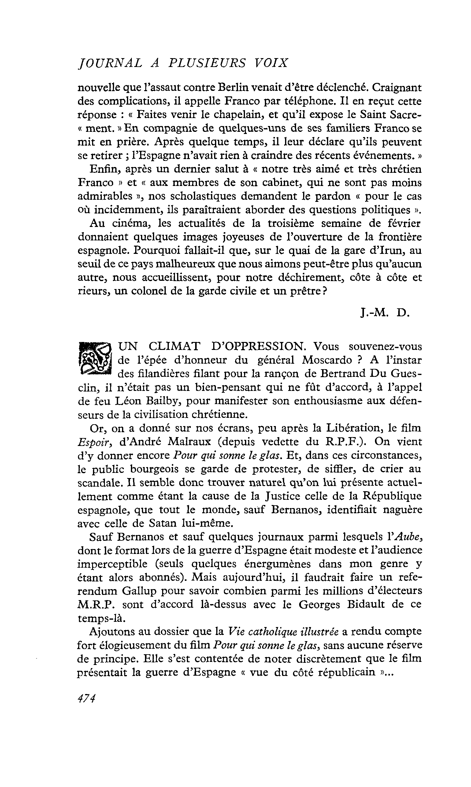 UN CLIMAT D’OPPRESSION