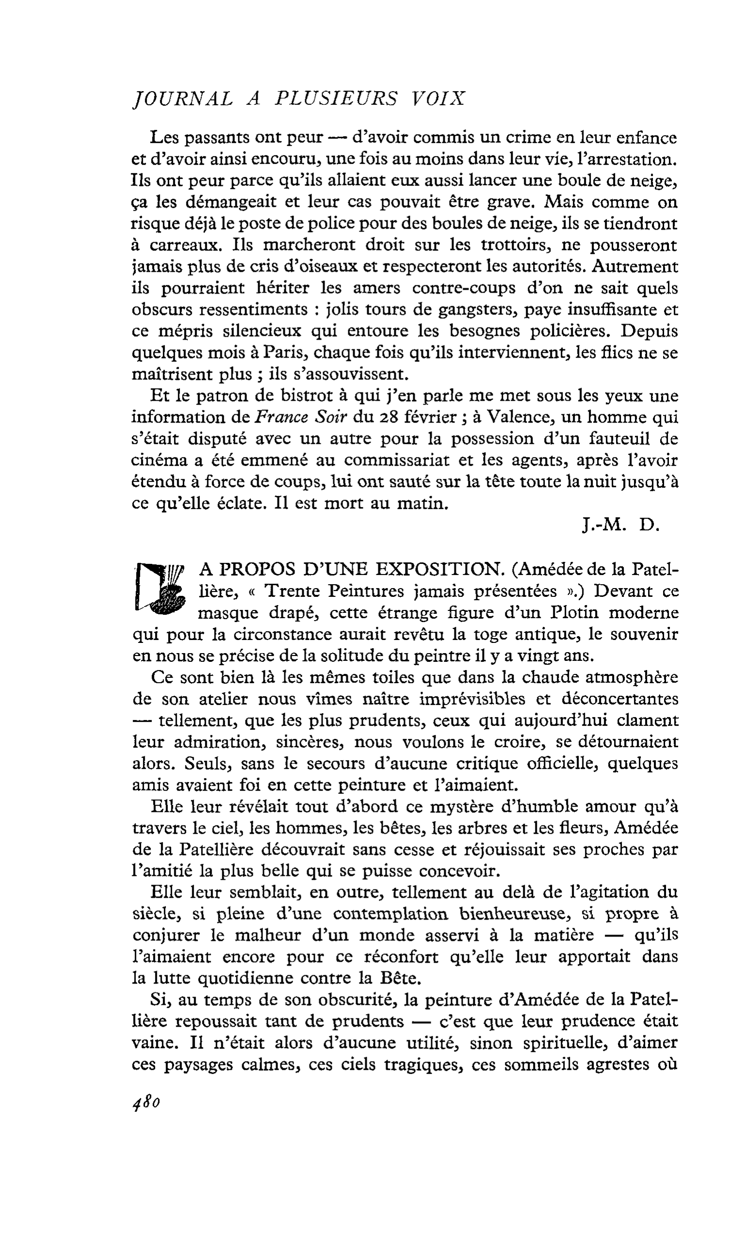 A PROPOS D’UNE EXPOSITION