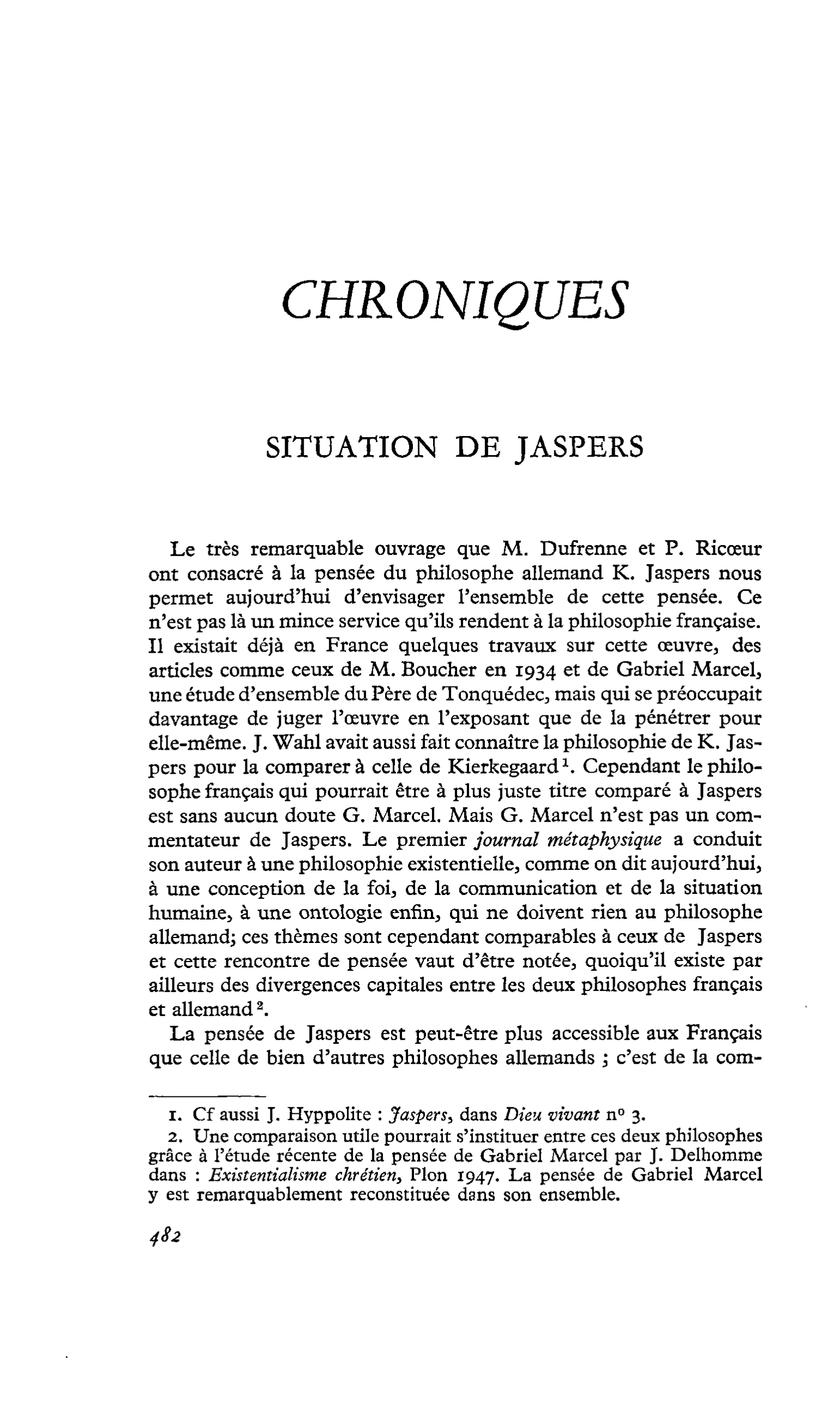 SITUATION DE JASPERS