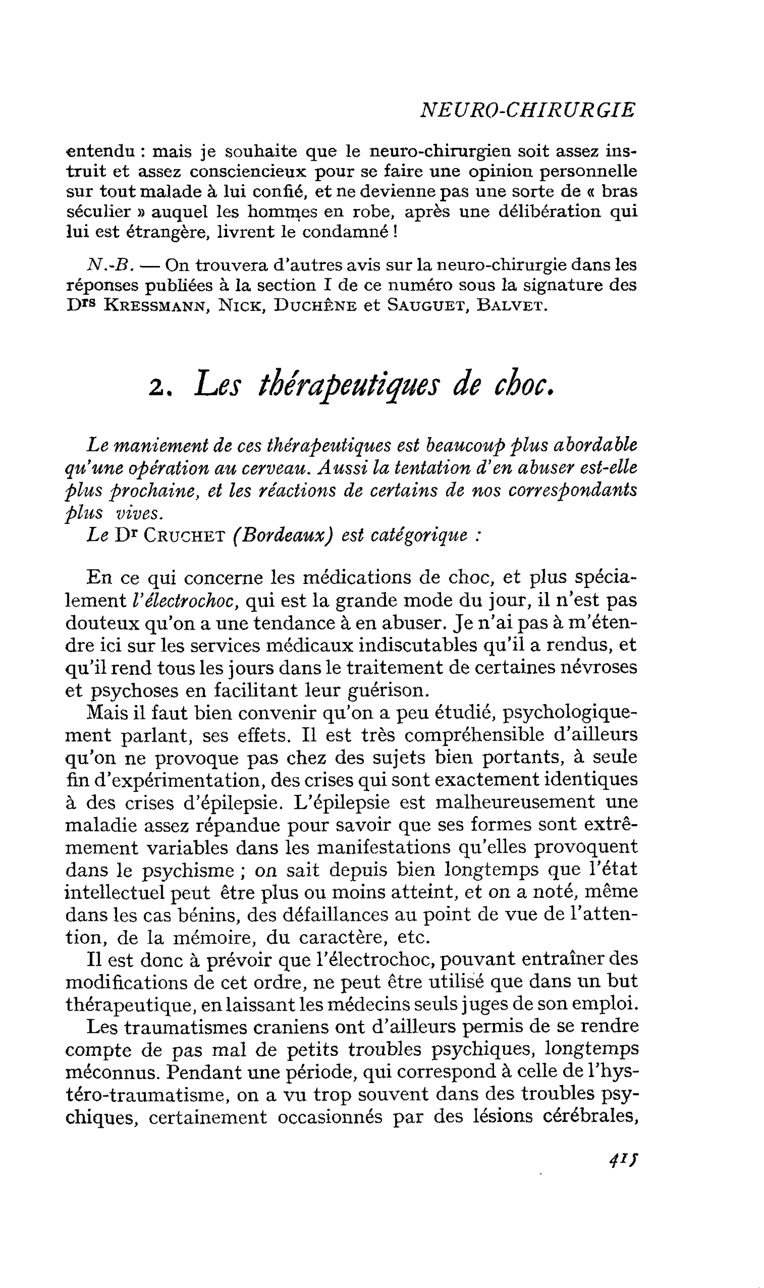 2. Les thérapeutiques de choc