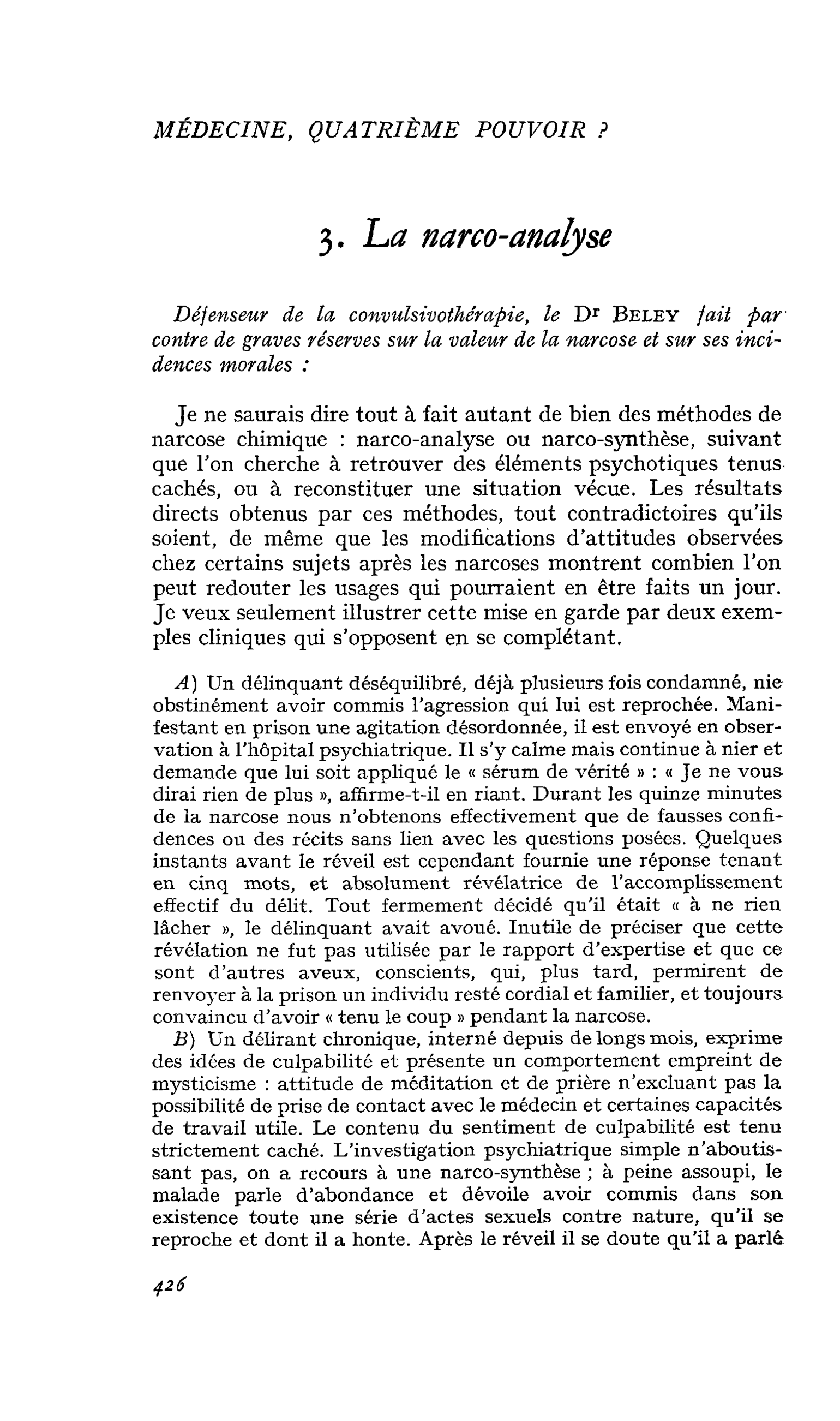 3- La narco-analyse