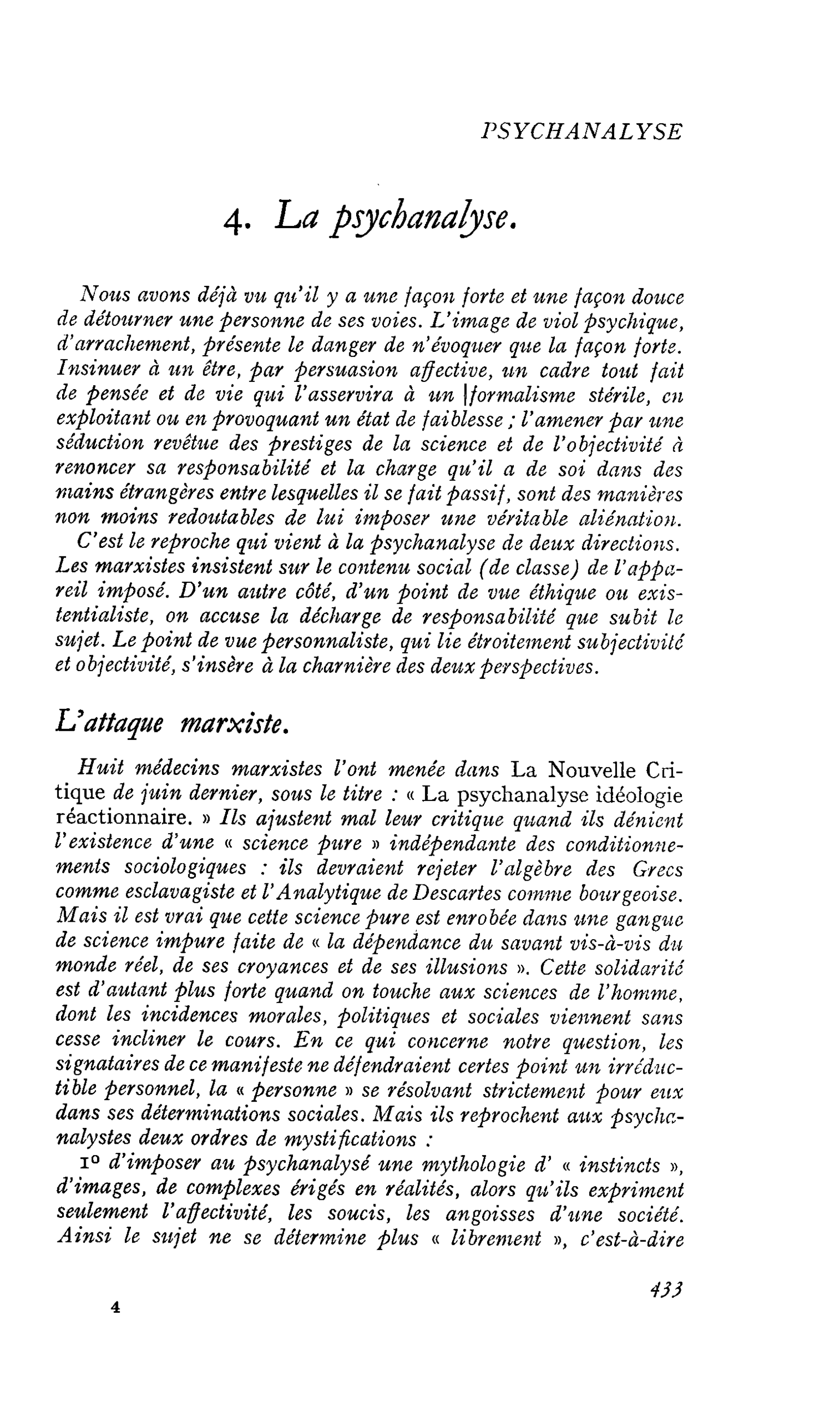 4. La psychanalyse