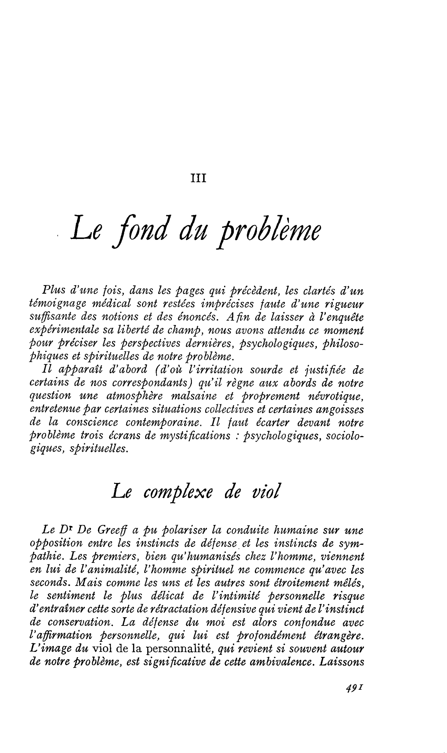 Le fond du problème