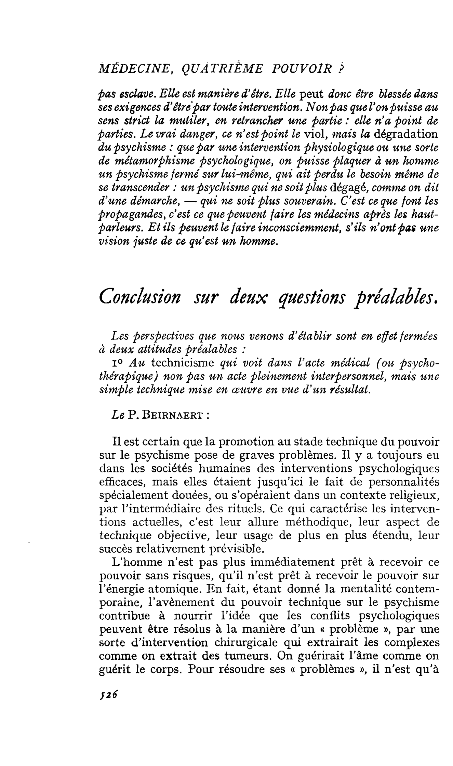 Conclusion sur deux questions préalables