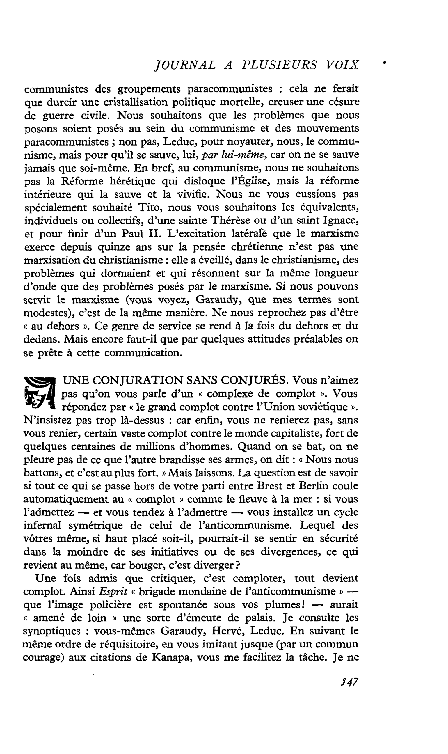 UNE CONJURATION SANS CONJURÉS