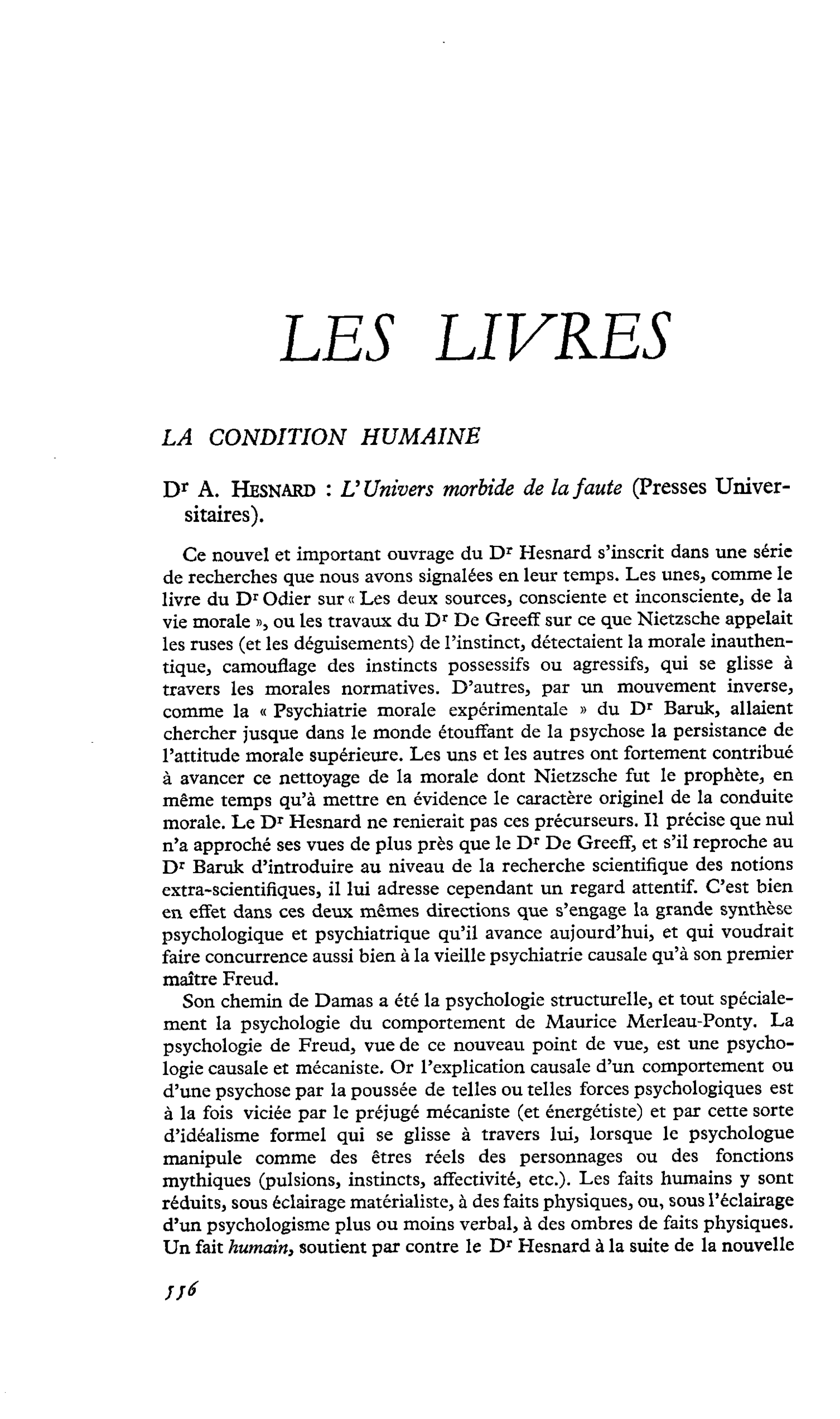 Dr A. Hesnard : L’Univers morbide de la faute