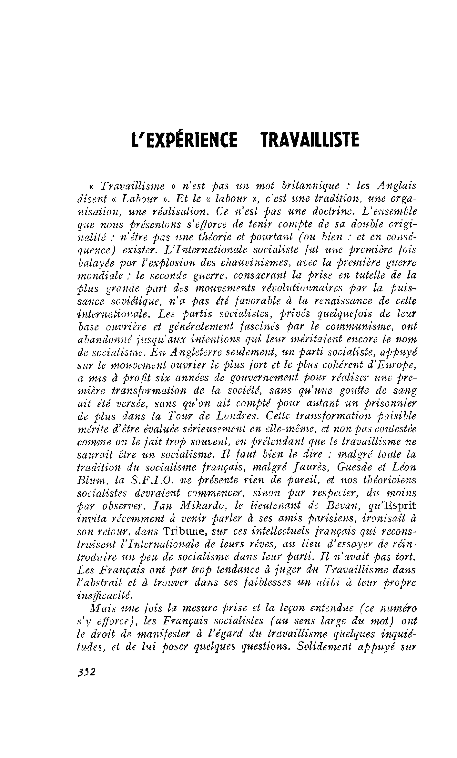L’expérience travailliste