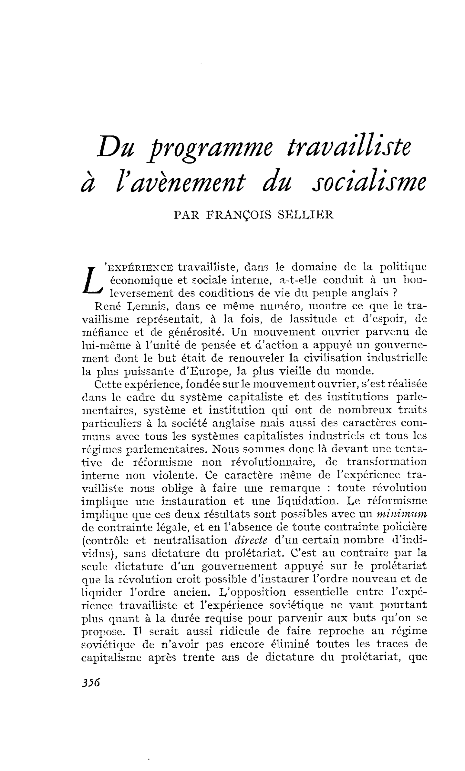 Du programme travailliste à l’avènement du socialisme