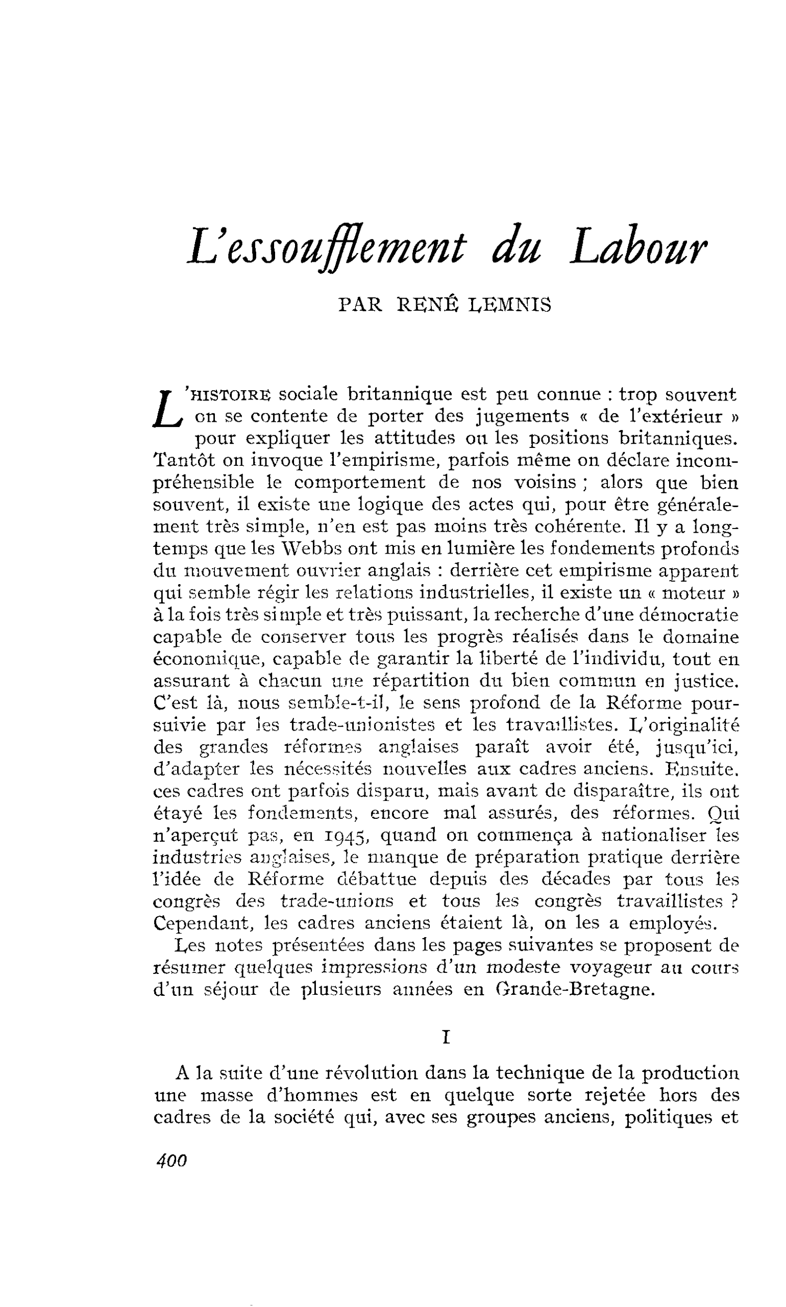 L’essoufflement du Labour