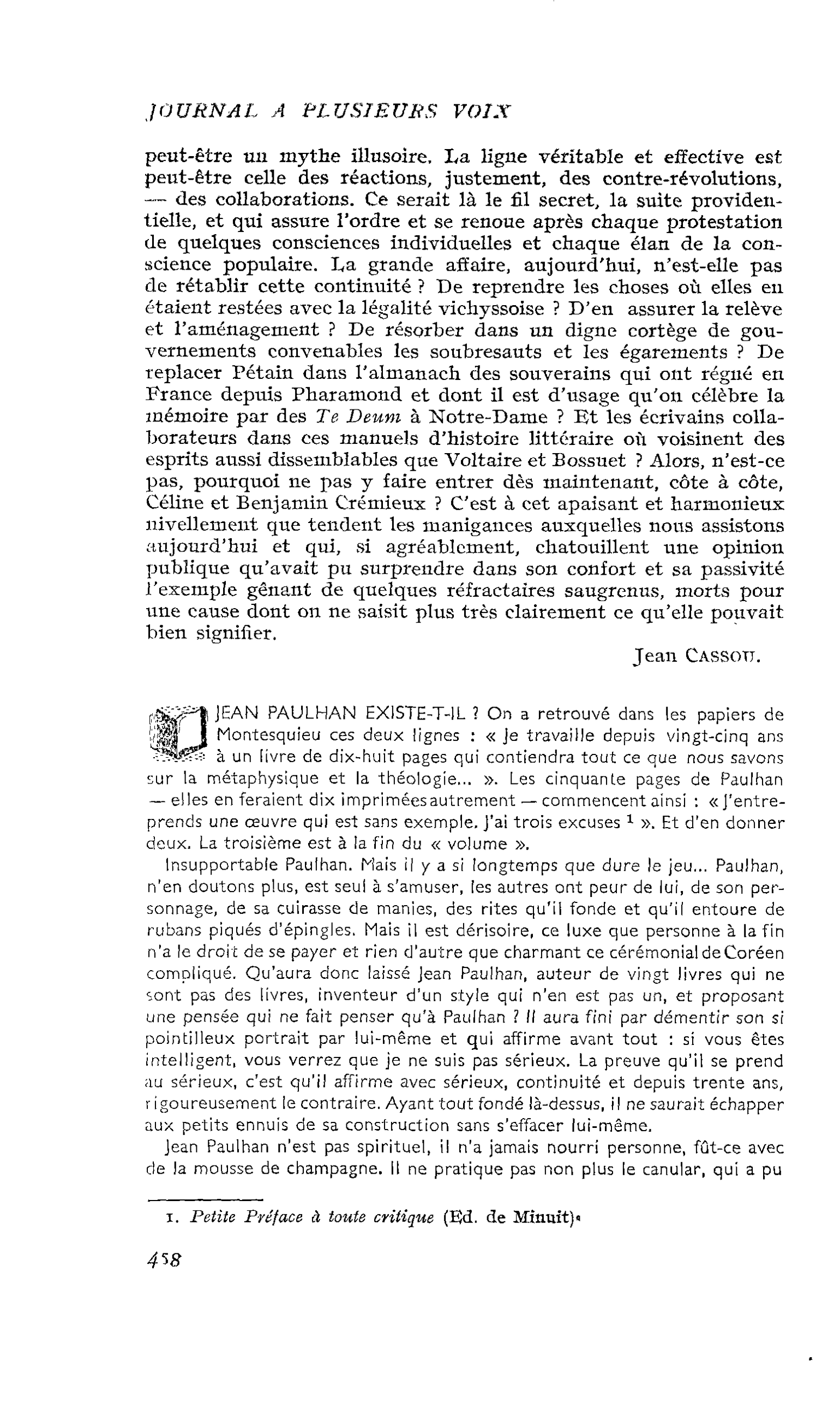 JEAN PAULHAN EXISTE-T-IL ?