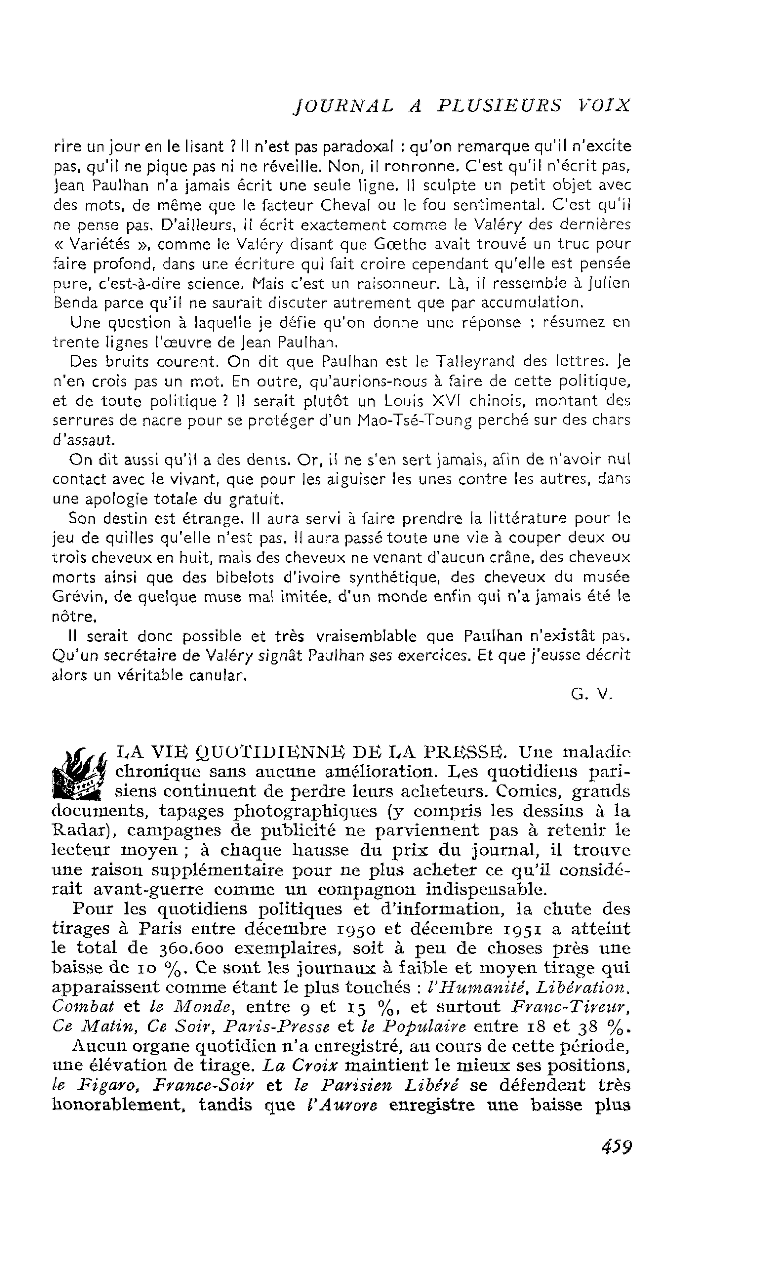 LA VIE QUOTIDIENNE DE LA PRESSE
