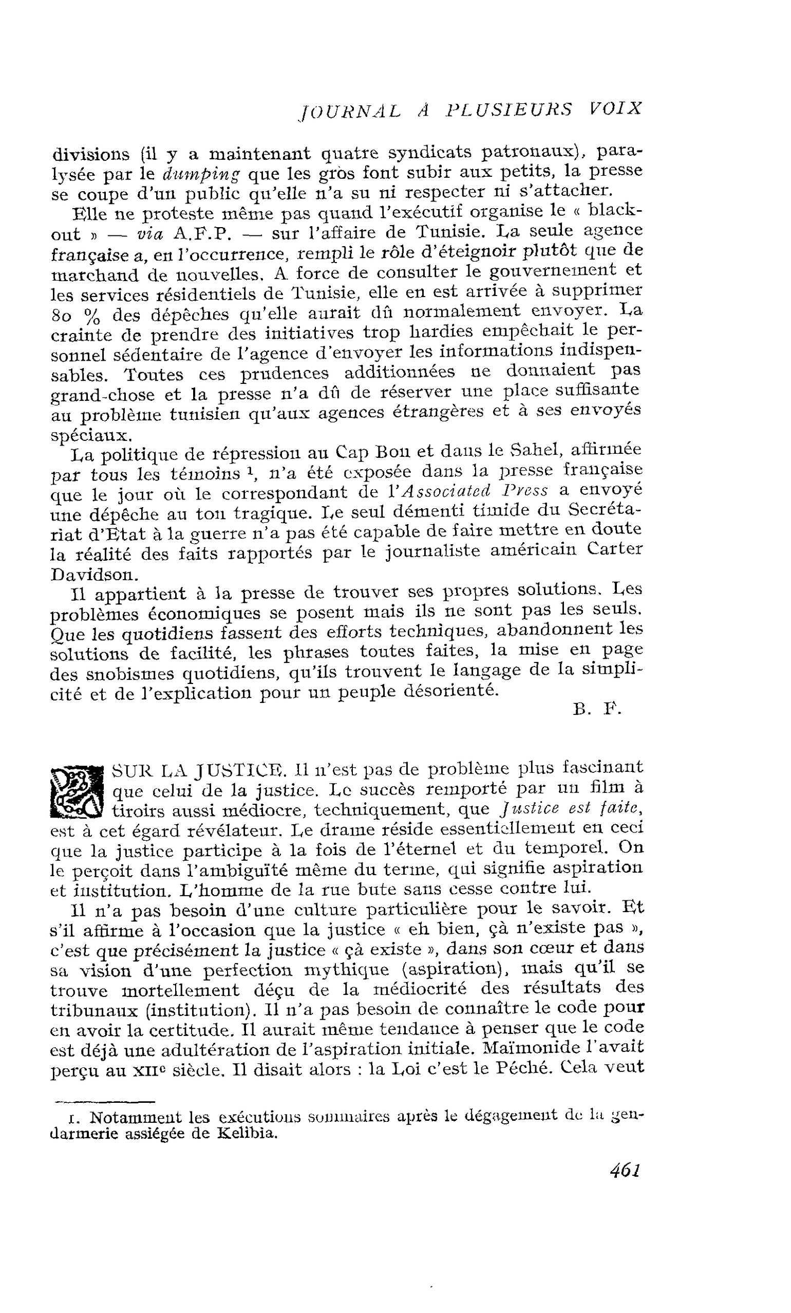 SUR LA JUSTICE