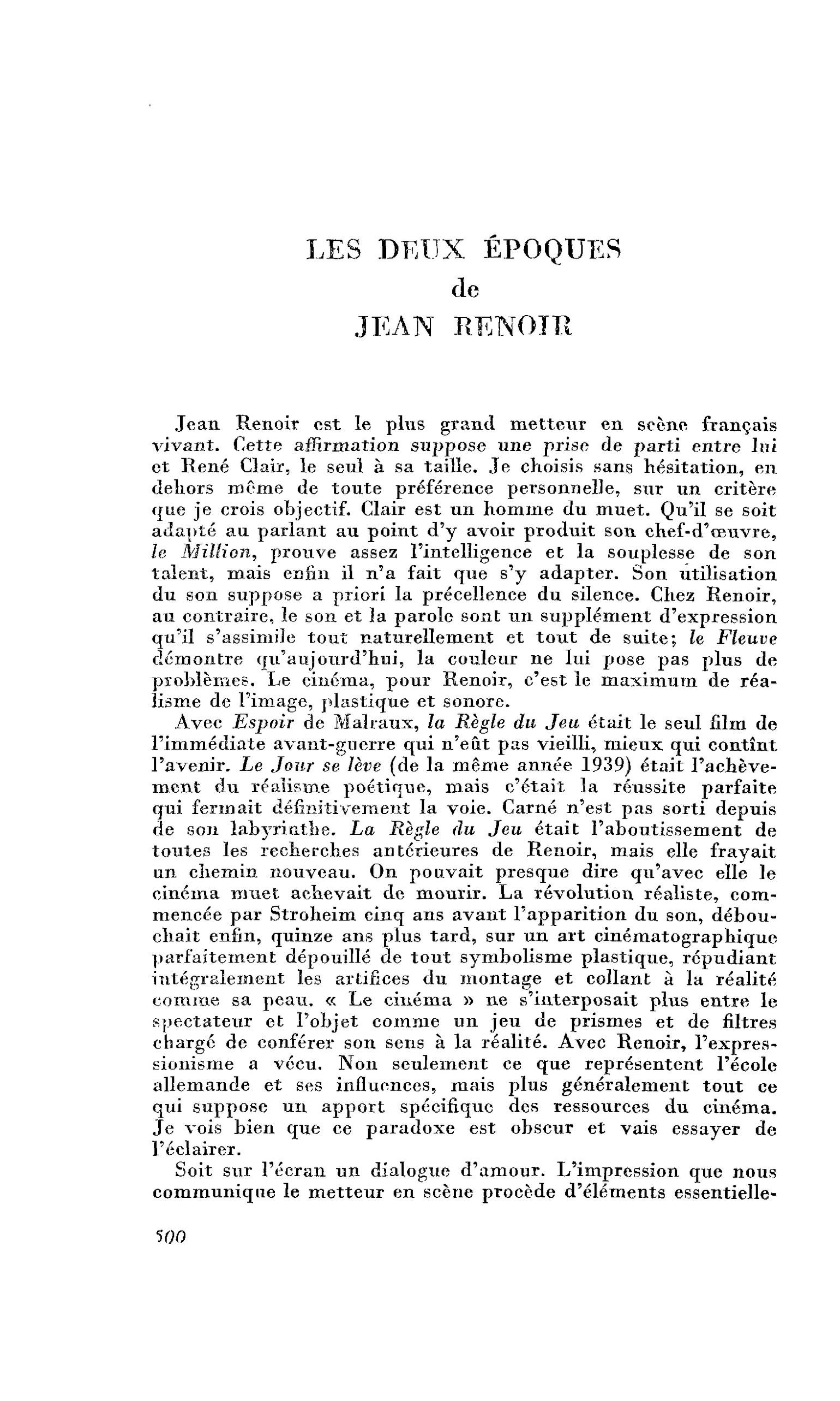 Les deux époques de Jean Renoir