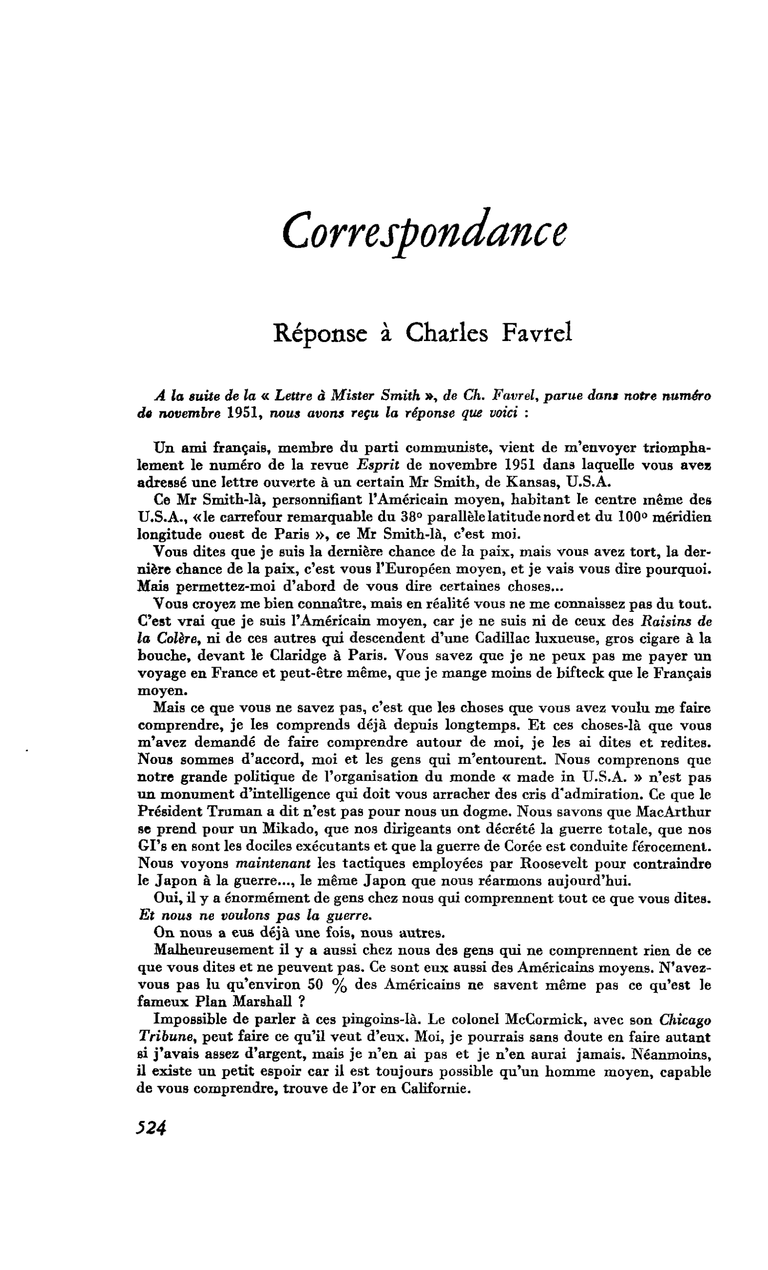 Réponse à Charles Favrel