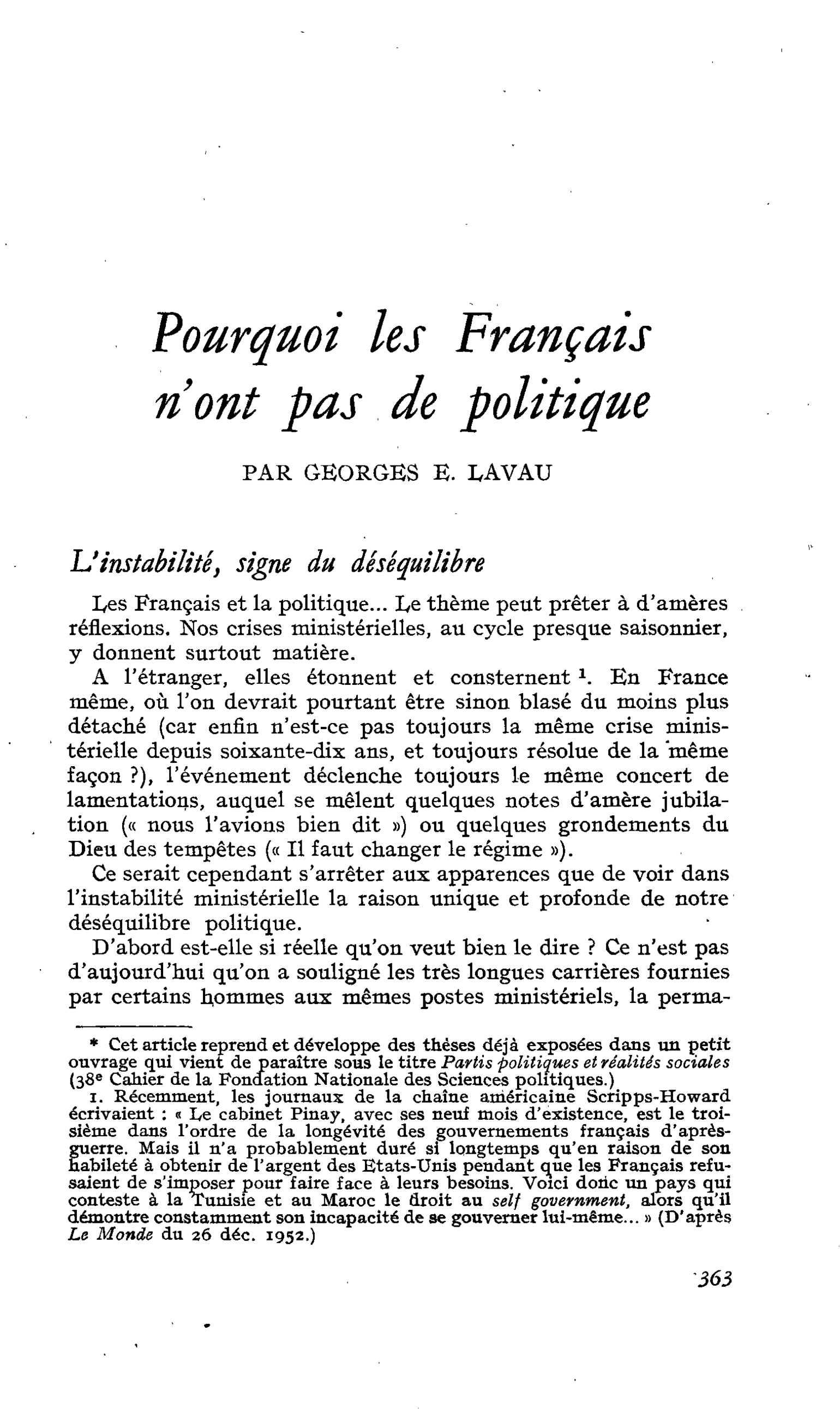 Pourquoi les Français n’ont pas de politique