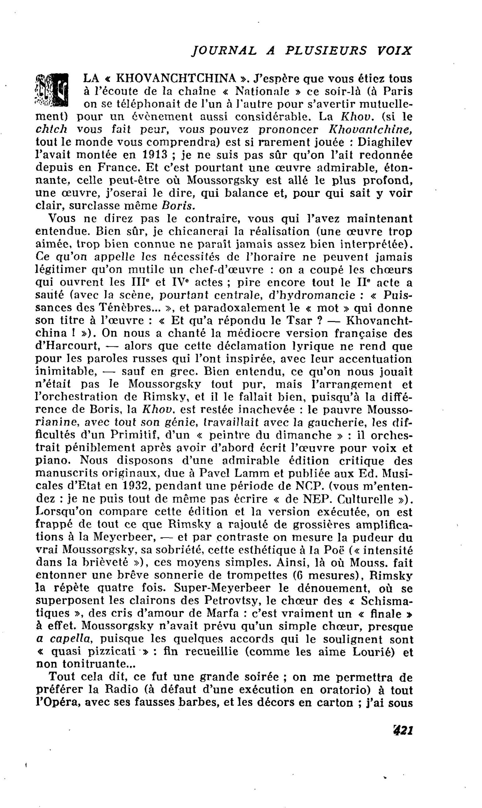 LA « KHOVANCHTCHINA »