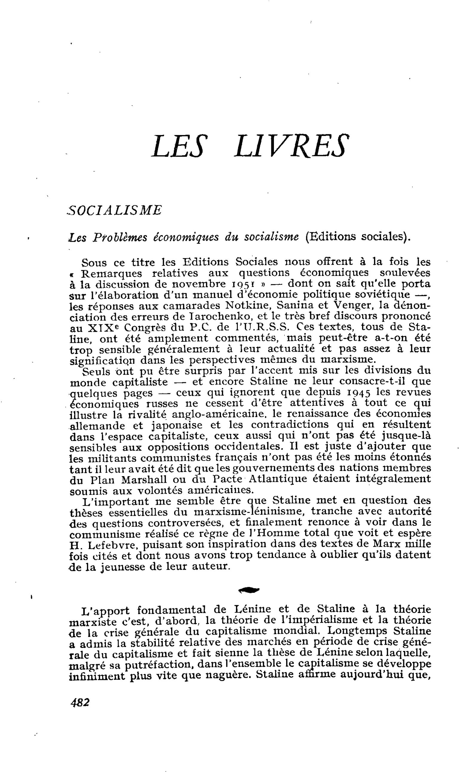 Les Problèmes économiques du socialisme