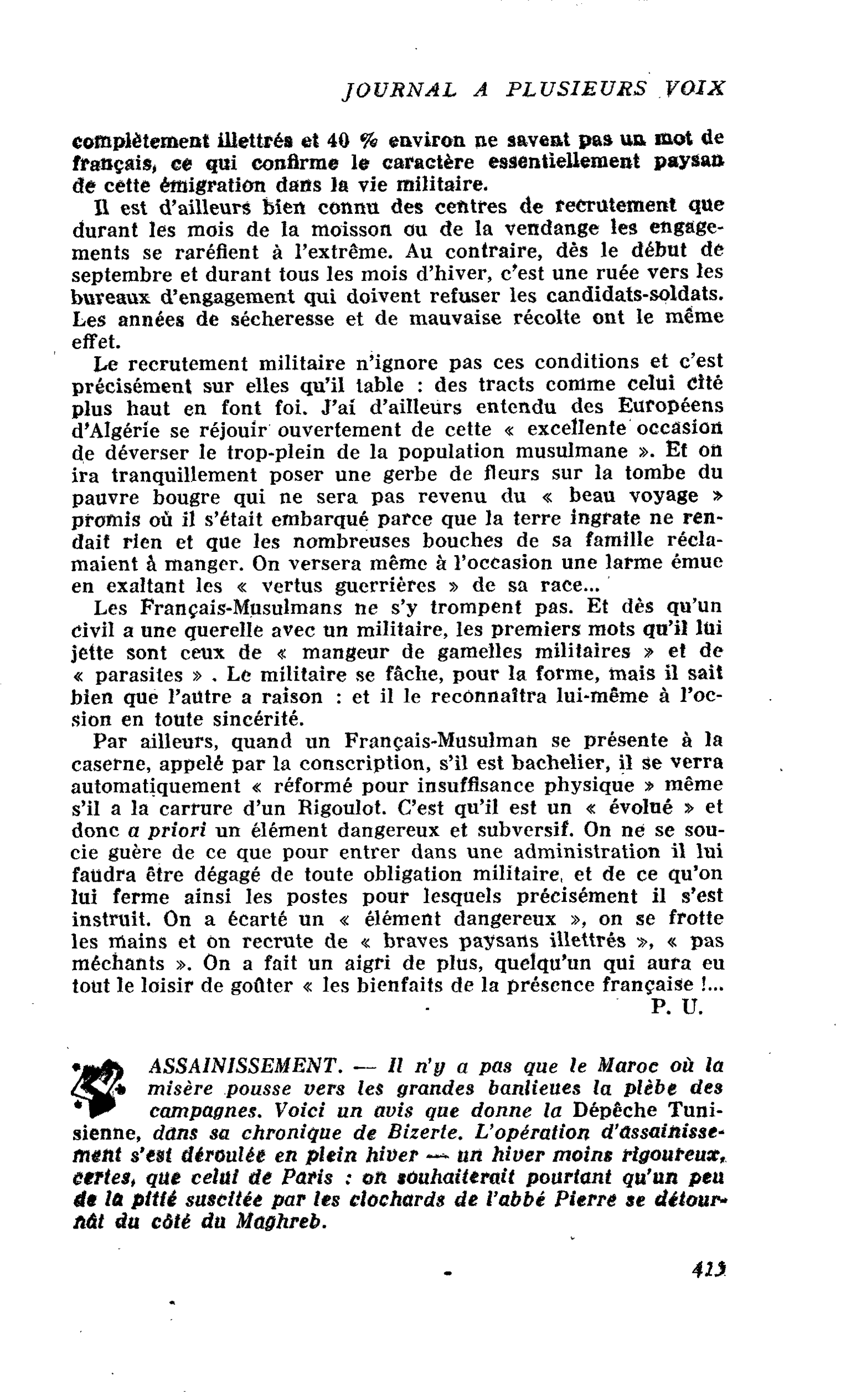 ASSAINISSEMENT