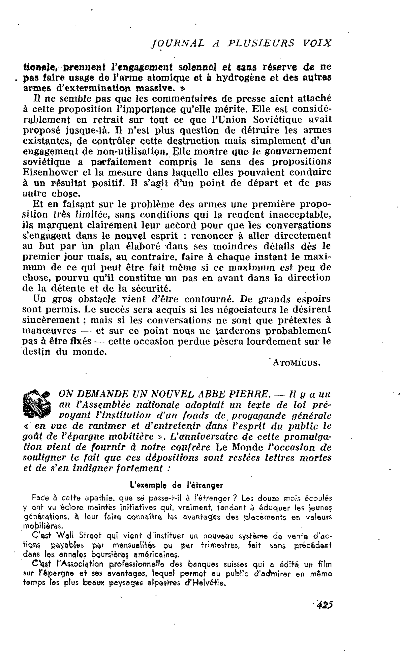 ON DEMANDE UN NOUVEL ABBE PIERRE