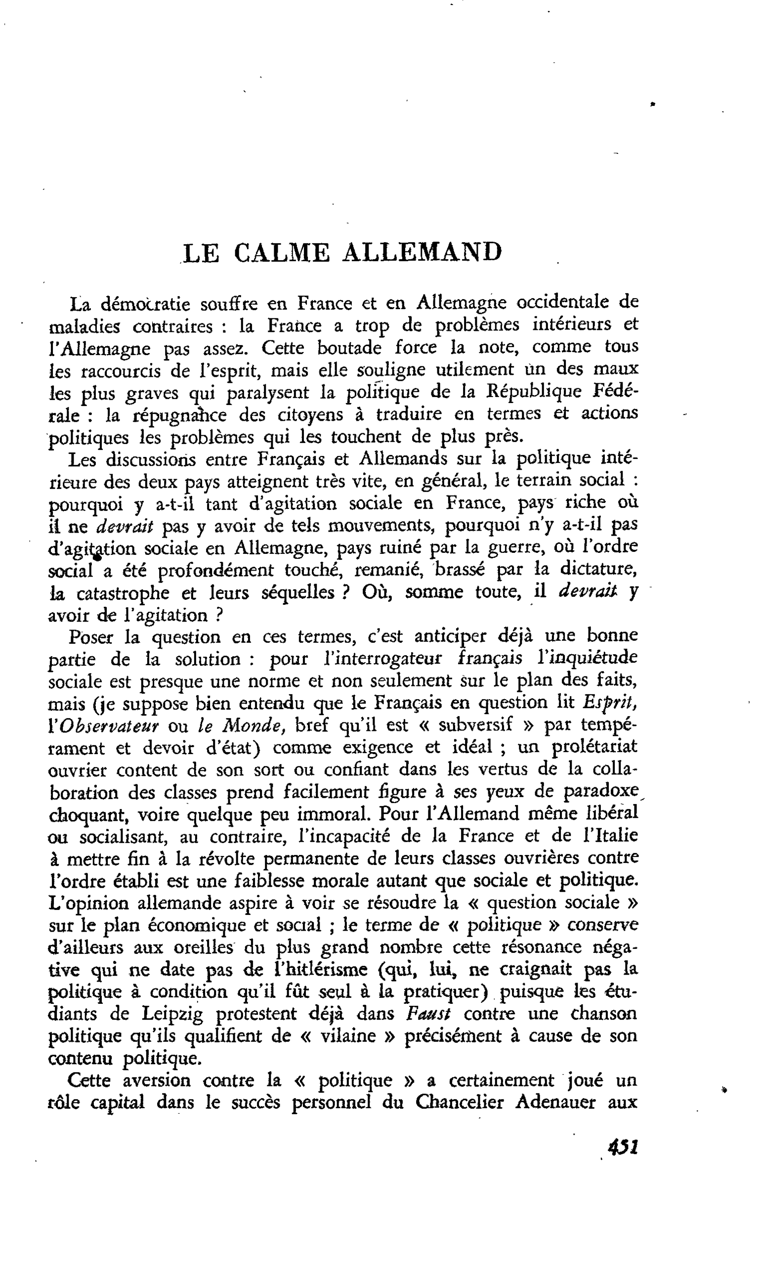 Le calmne allemand