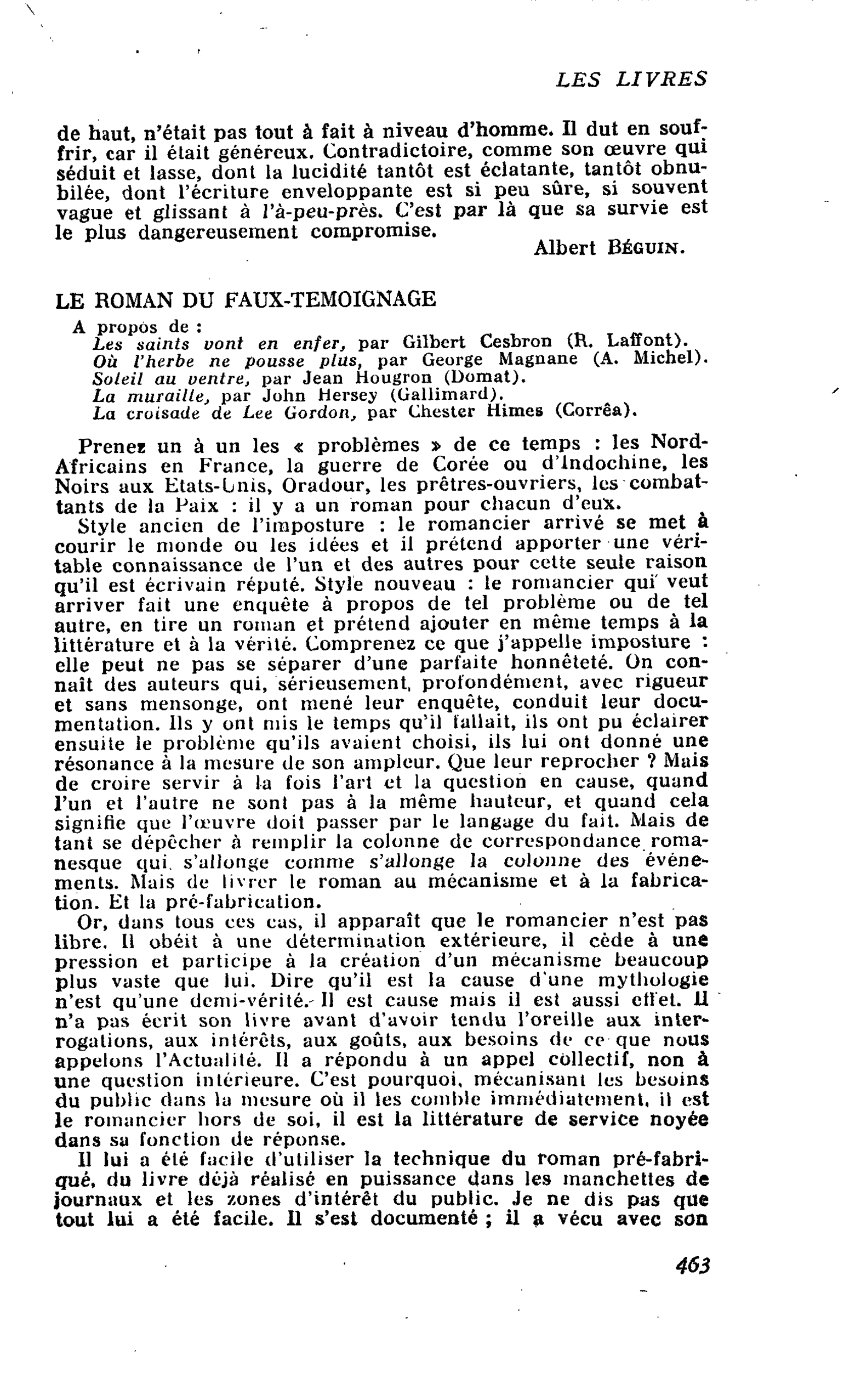 LE ROMAN DU FAUX-TEMOIGNAGE