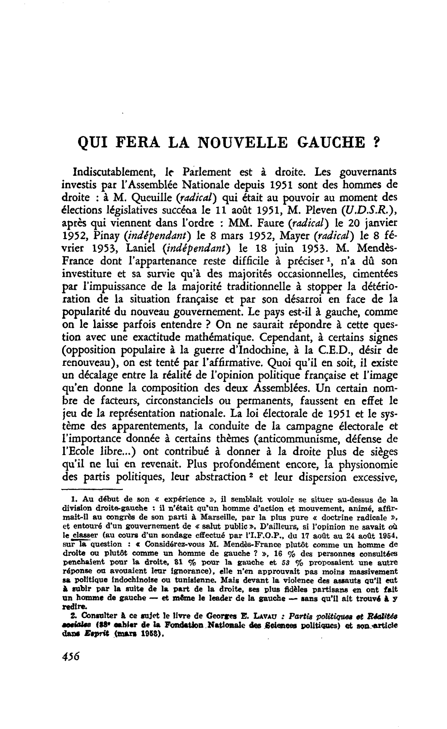 QUI FERA LA NOUVELLE GAUCHE ?
