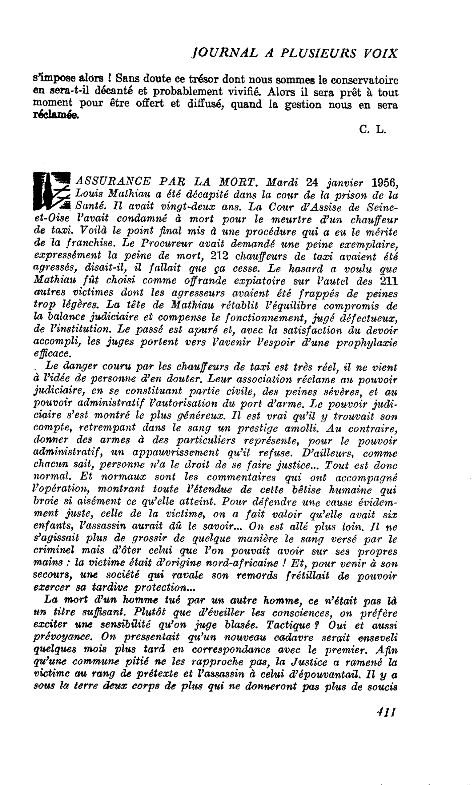 ASSURANCE PAR LA MORT