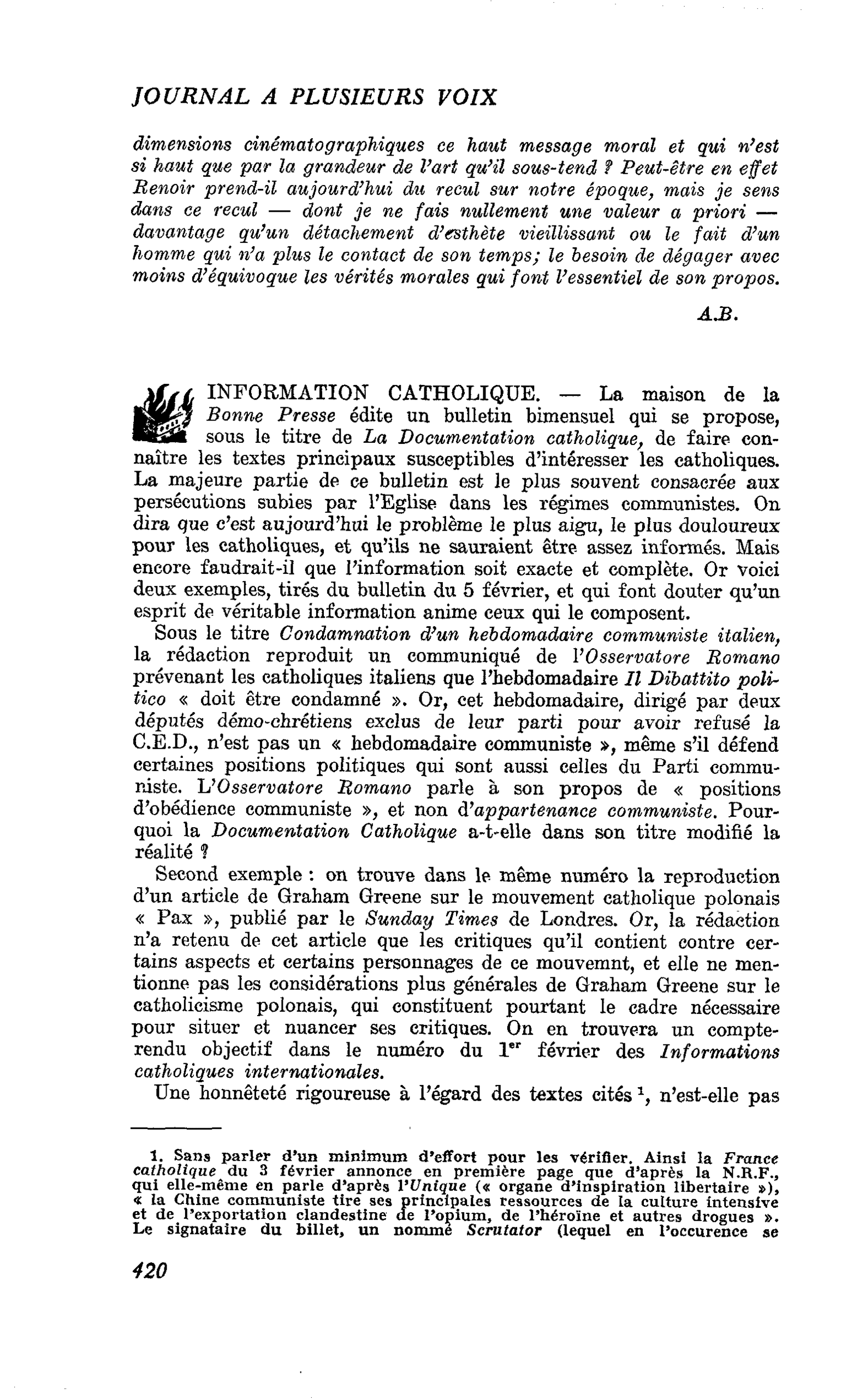 INFORMATION CATHOLIQUE