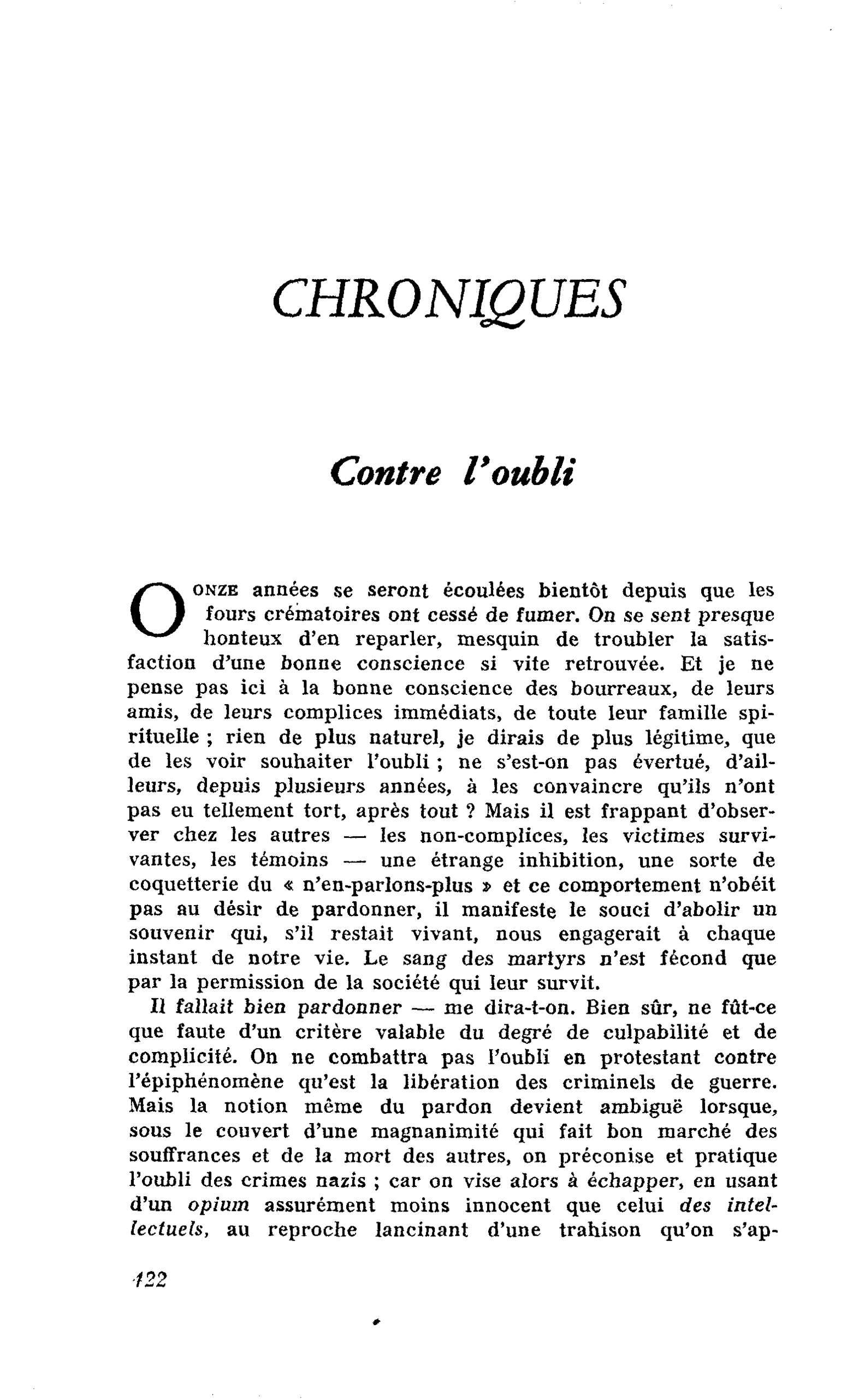 Contre l’oubli